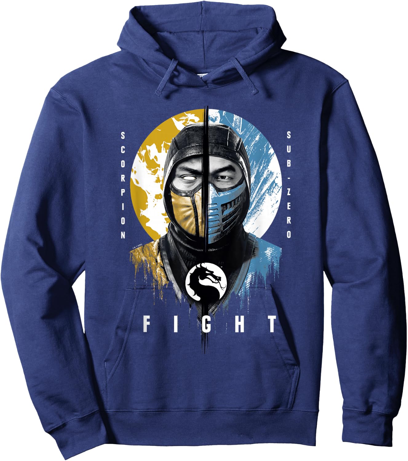 Mortal Kombat Klassic Scorpion Vs Sub-Zero Fight Portrait Hoodie - Hoodie | Navy