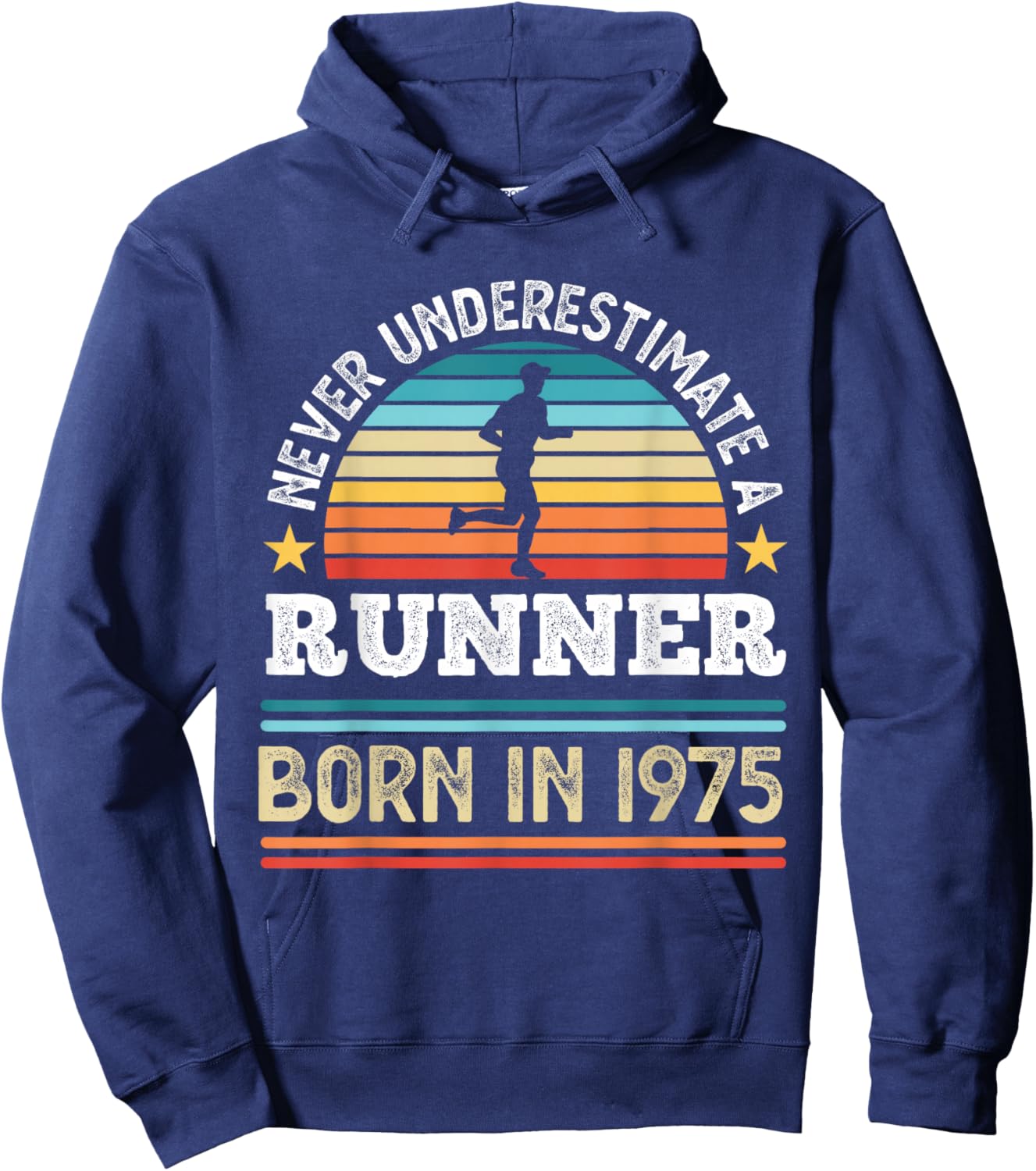 Runner born in 1975 50th Birthday Running Gifts Dad Hoodie - Hoodie | Navy