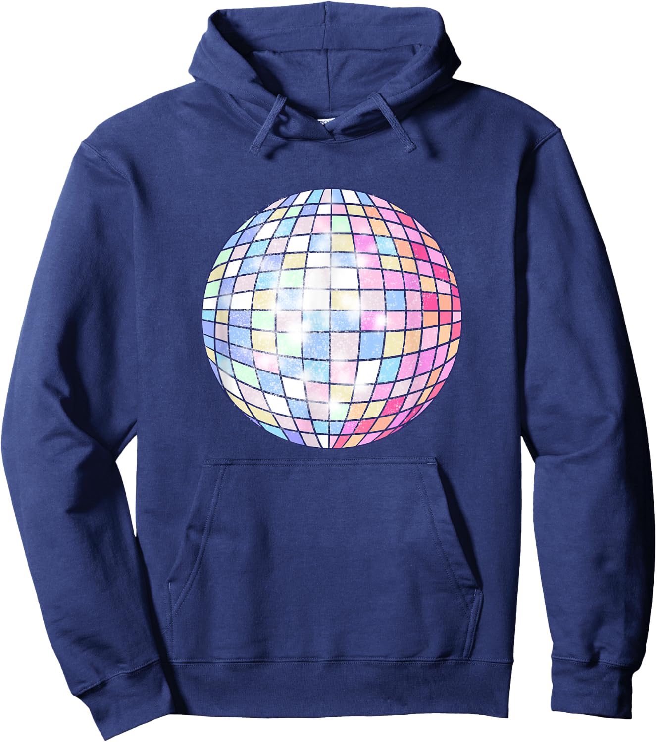 Colorful Disco Mirror Ball 1970s Retro 70s Dance Party Hoodie - Hoodie | Navy