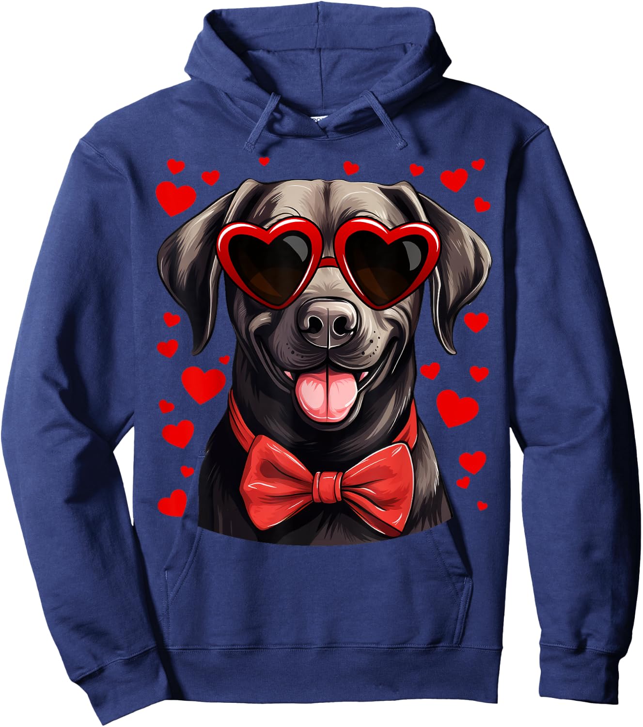 Black Labrador Retriever Dog Hearts Valentine's Day Hoodie - Hoodie | Navy