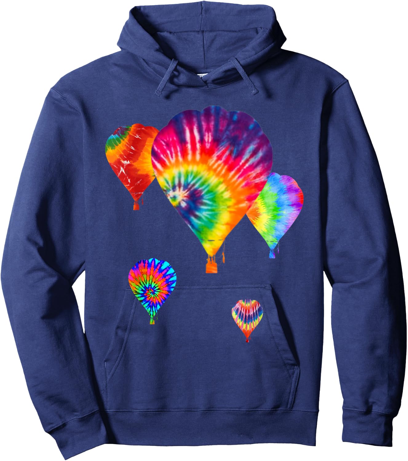 Love Hot Air Balloon, Tiedye Ballooning Hobby Wear Dark Hoodie - Hoodie | Navy