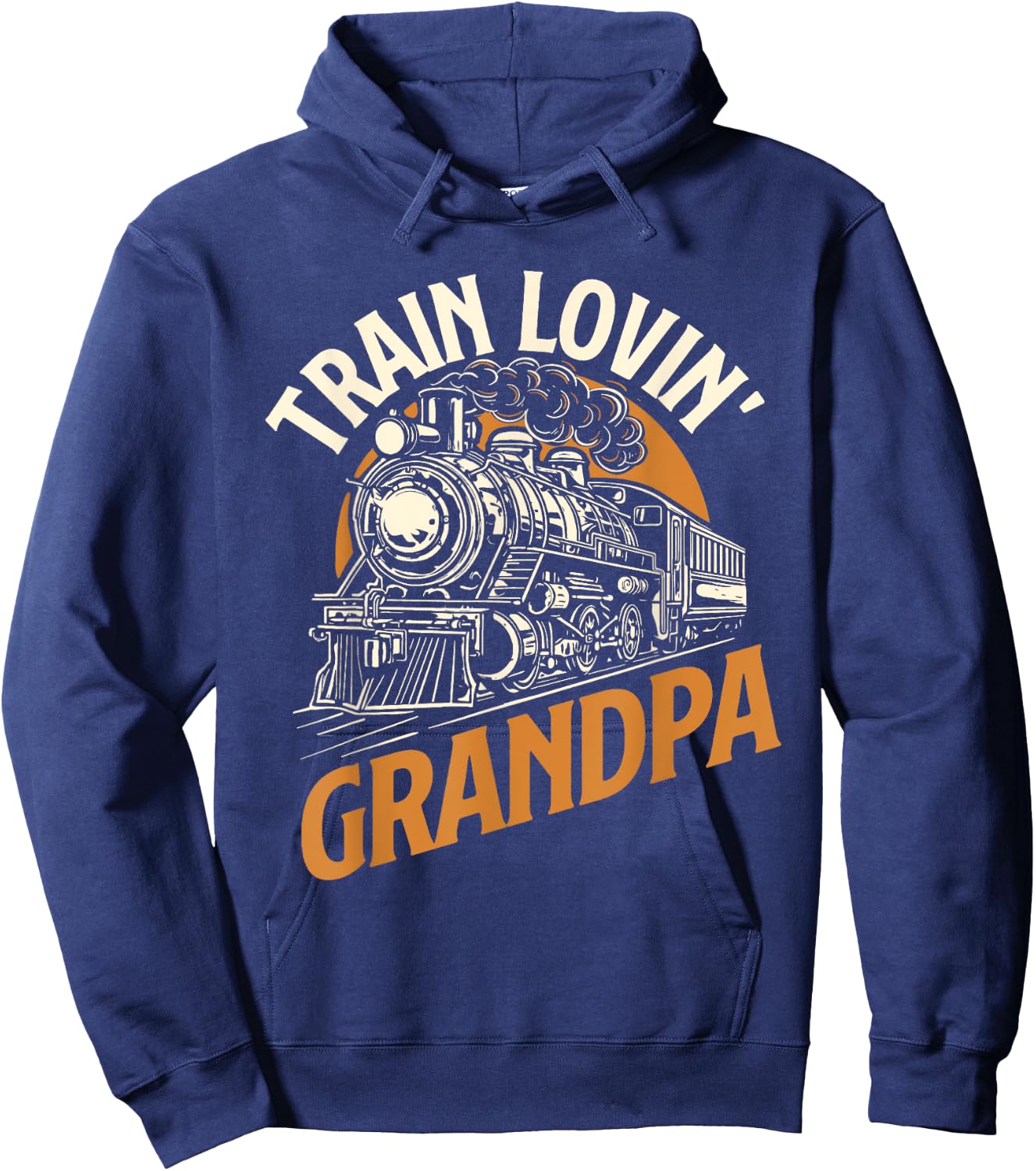 Train Lovin Grandpa - Locomotive Lover Railroad Trainman Hoodie - Hoodie | Navy