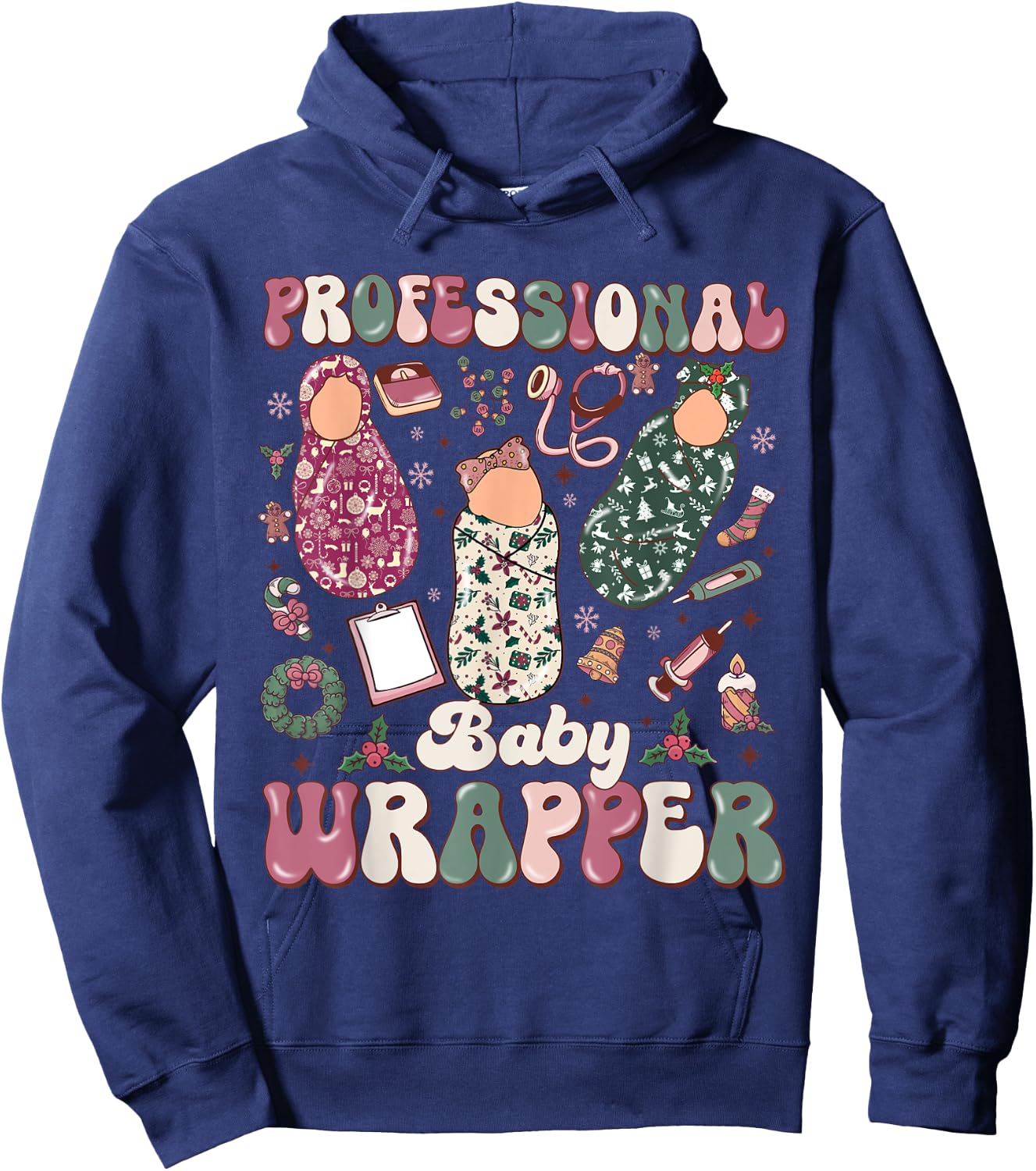 Professional Baby Wrapper NICU Mother Baby Christmas Hoodie - Hoodie | Navy