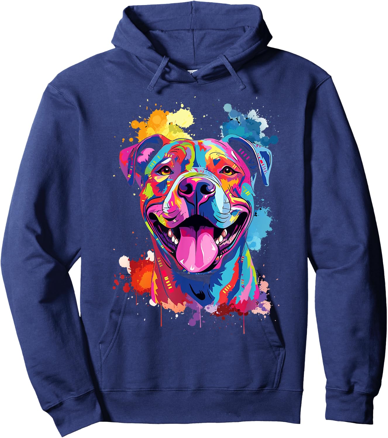 Pitbull Watercolor Splash Pittie Pit Bull Terrier Dog Lover Hoodie - Hoodie | Navy