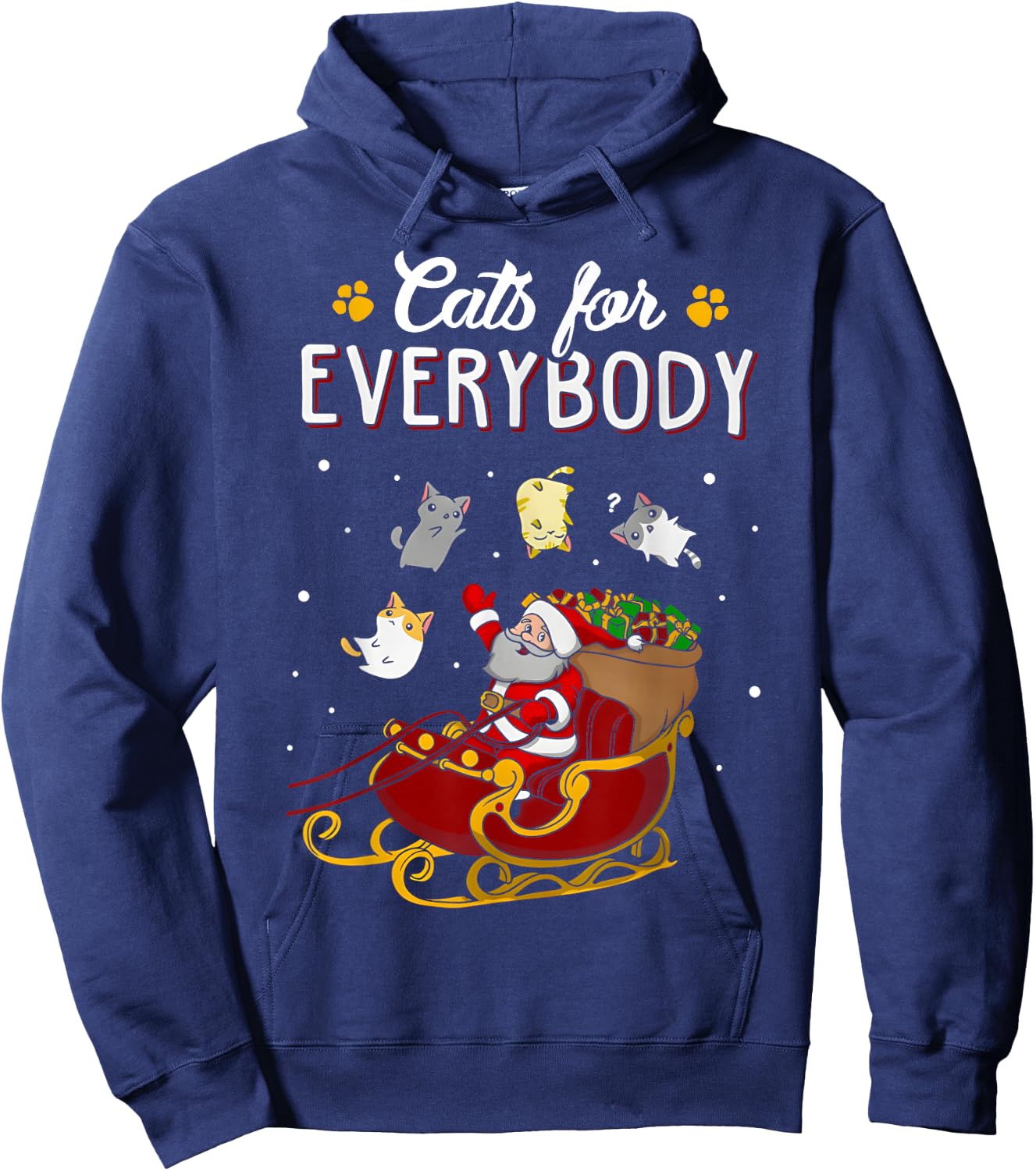 Cats For Everybody Christmas Cat Funny Xmas Women Santa Kids Hoodie - Hoodie | Navy