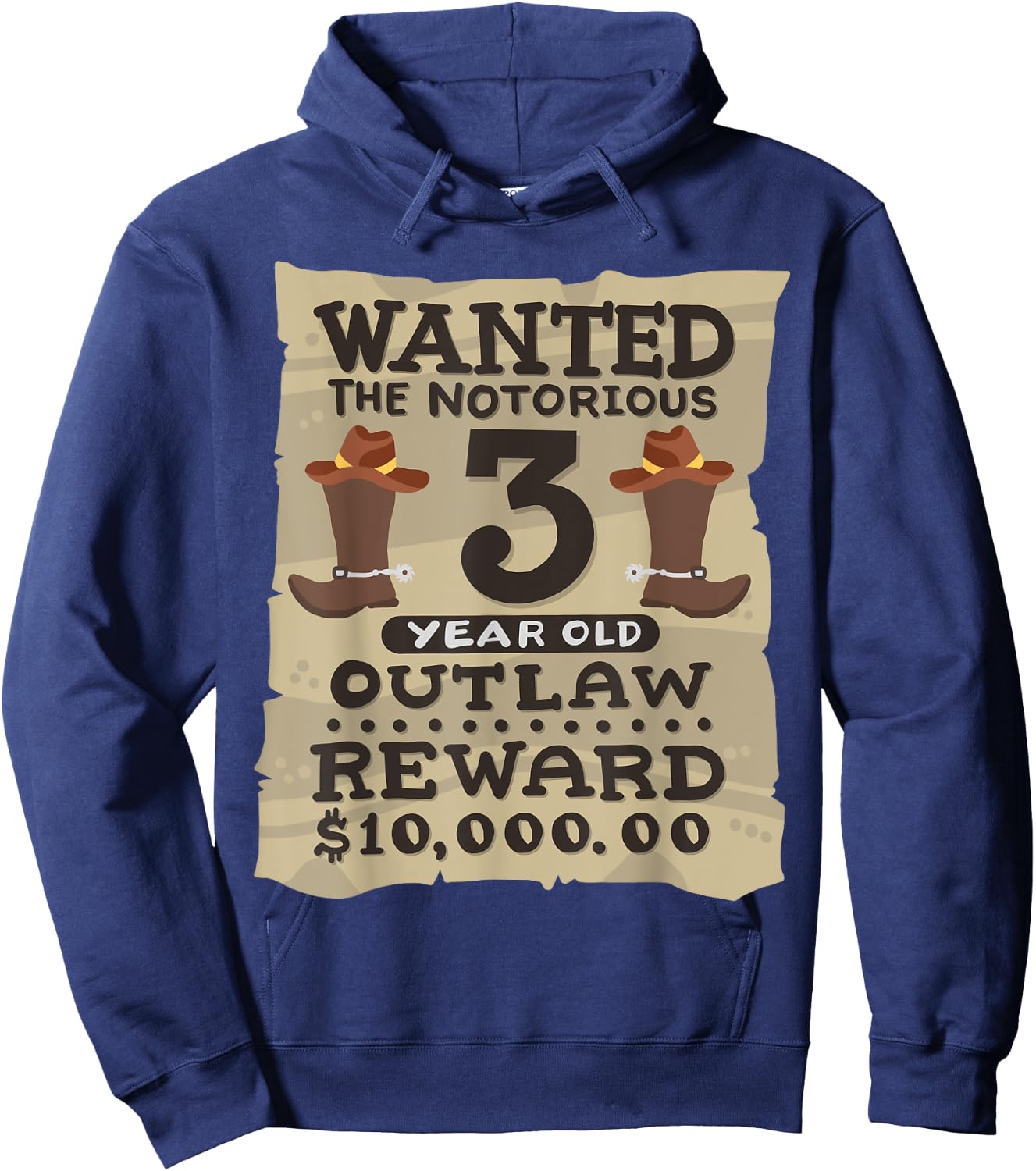 3 Year Old Cowboy 3rd Birthday Party Wild West Western Kids Hoodie - Hoodie | Navy