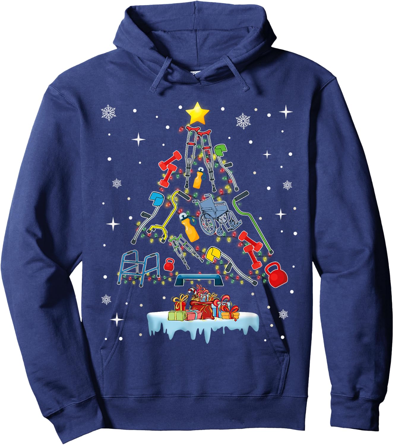 Physical Therapy Christmas PT Therapist Christmas Tree xmas Hoodie - Hoodie | Navy