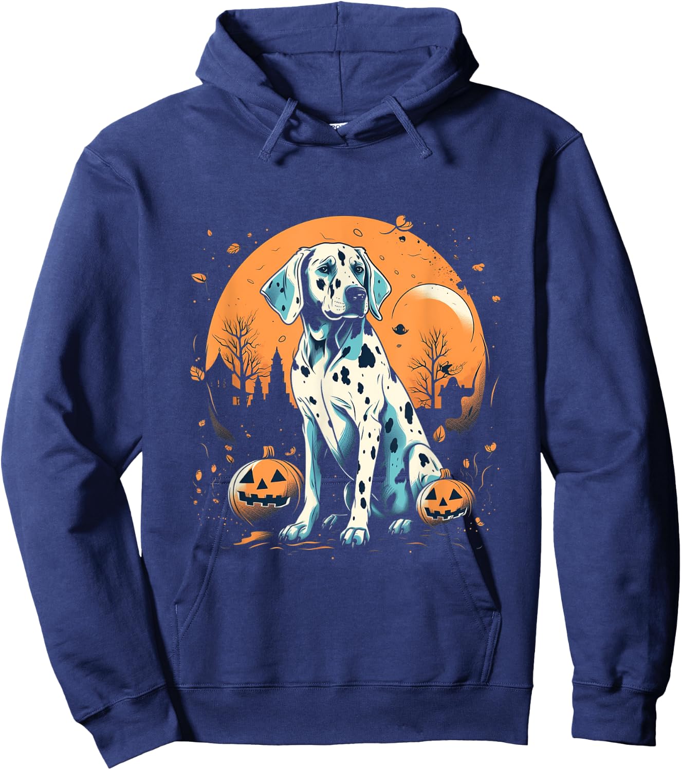 Dalmatian Pumpkin Halloween Costume Dog Puppy Men Women Kids Hoodie - Hoodie | Navy