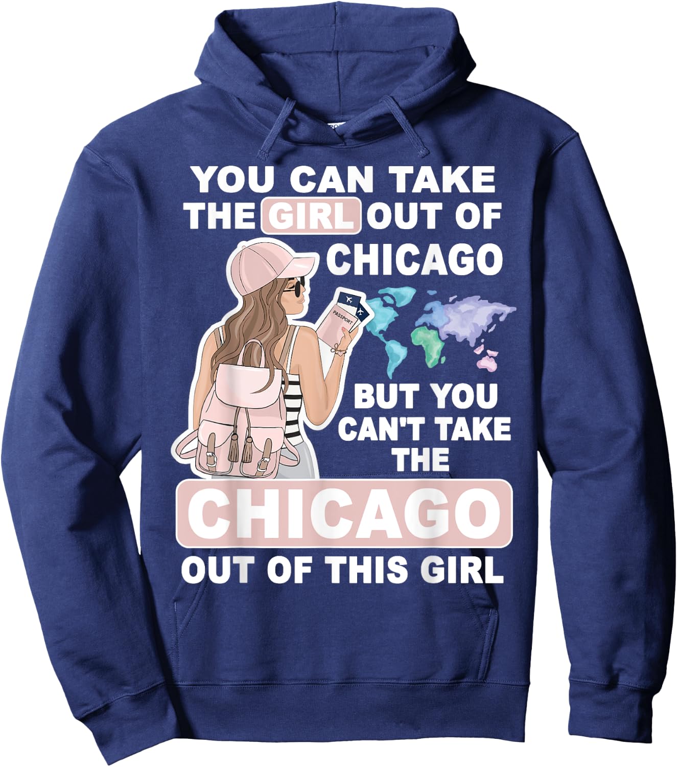 Cool Girl from Chicago City - Proud Chicago Girl Hoodie - Hoodie | Navy