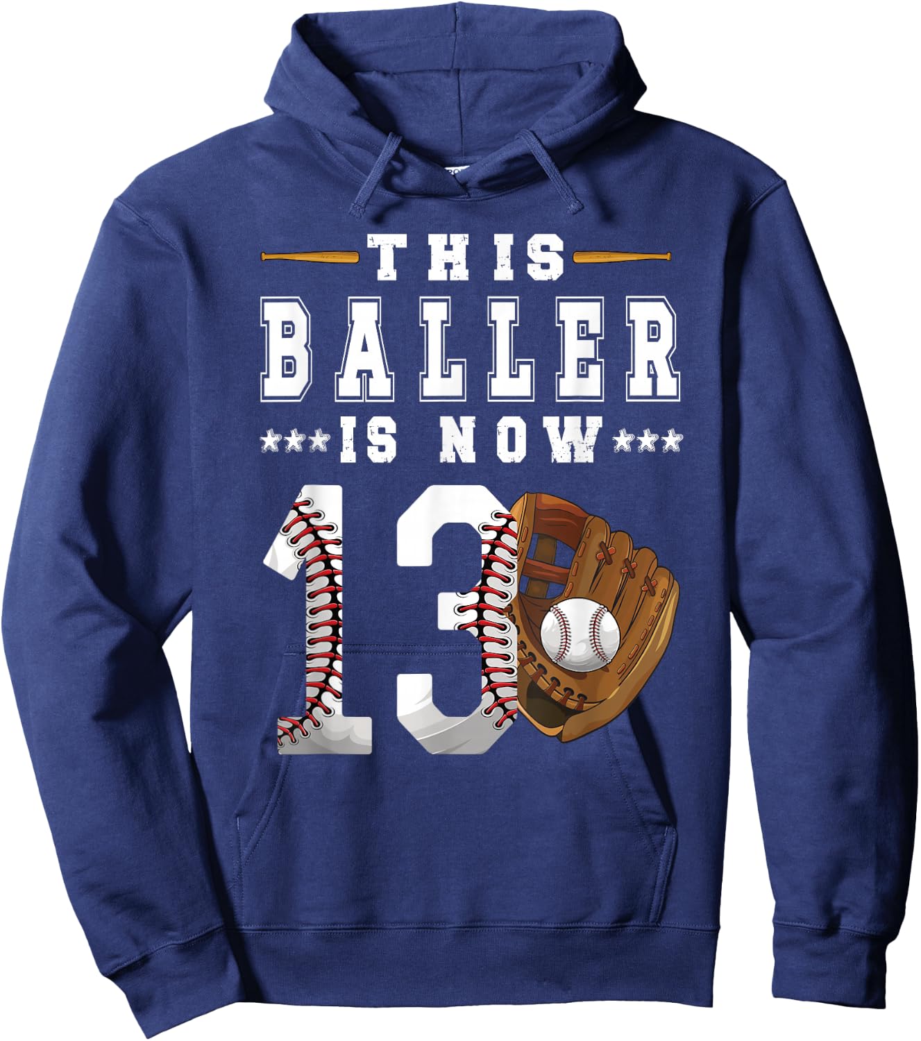 13th Birthday Baseball Boy Thirteen Year Old Baseball Player Hoodie - Hoodie | Navy