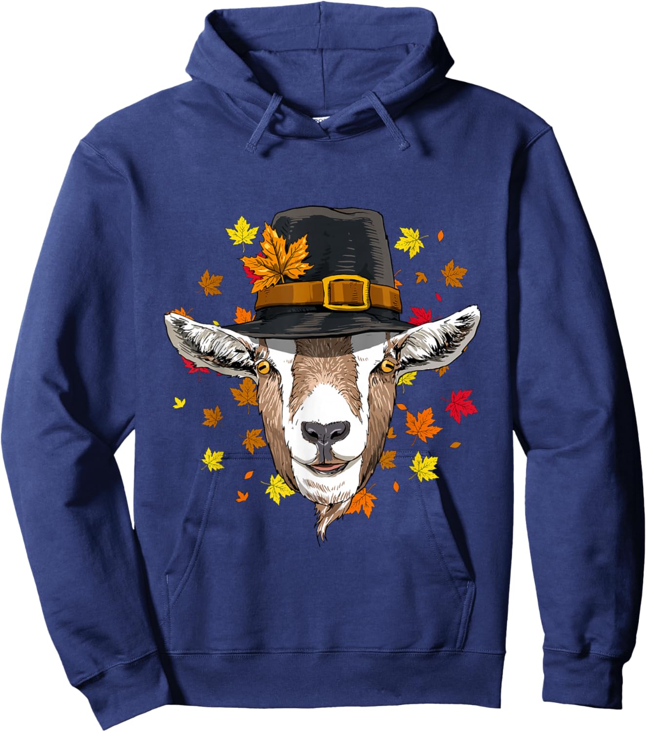 Thanksgiving Goat Pilgrim Turkey Day Autumn Fall Goat Lover Hoodie - Hoodie | Navy