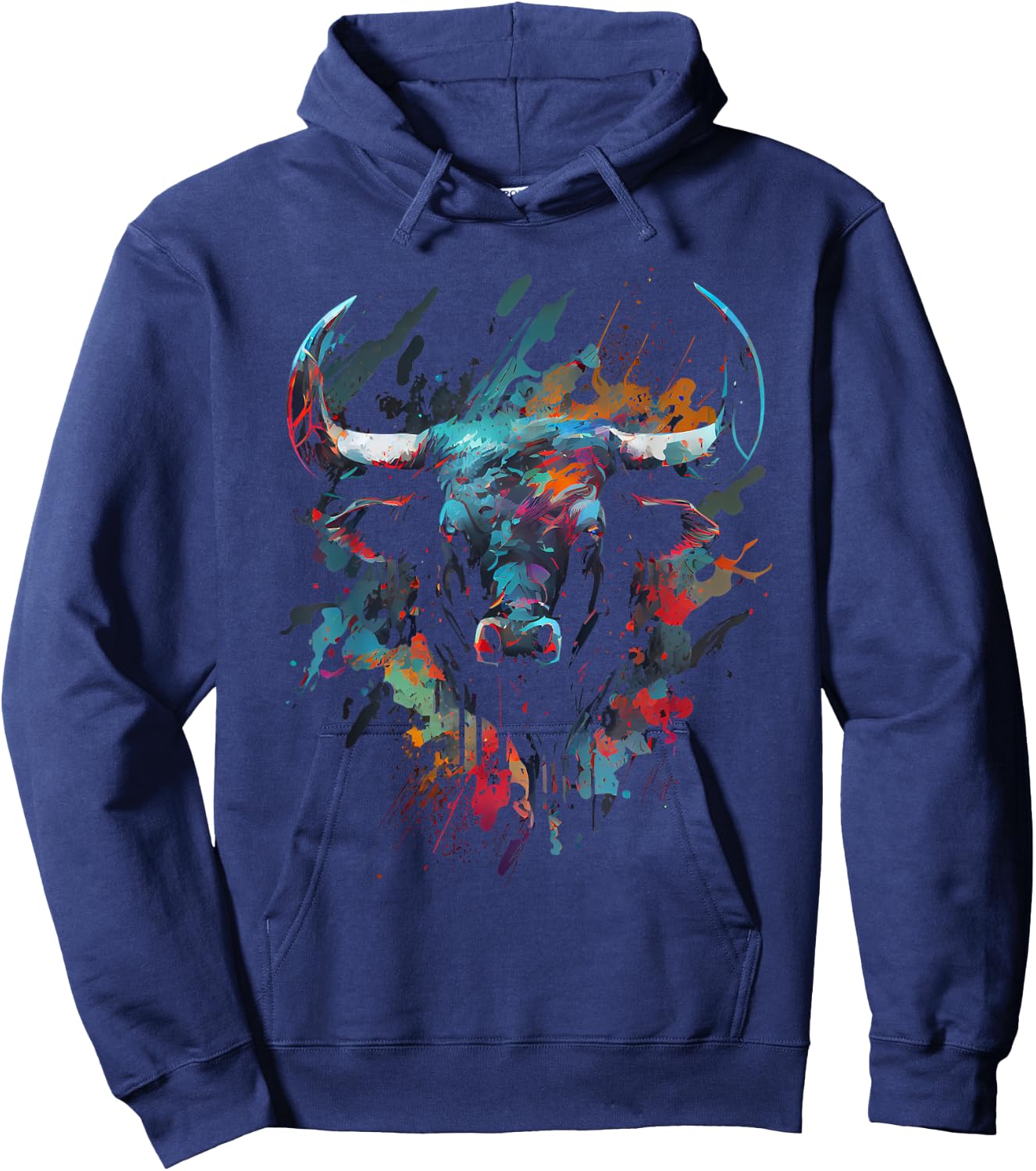 Bull Colorful Bull Riding Meat Favorite Animal Bull Fan Hoodie - Hoodie | Navy