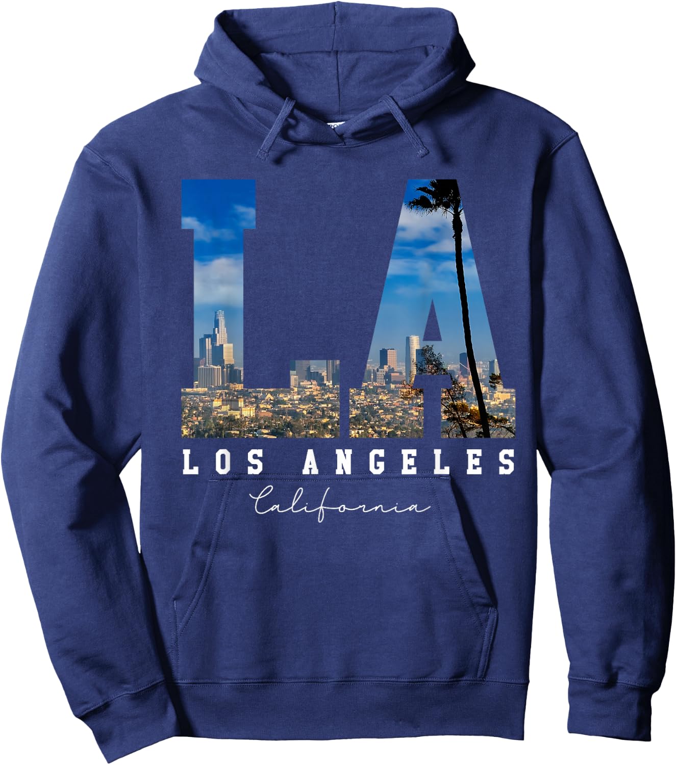 Los-Angeles California LA Skyline Pride-Black White Hoodie - Hoodie | Navy