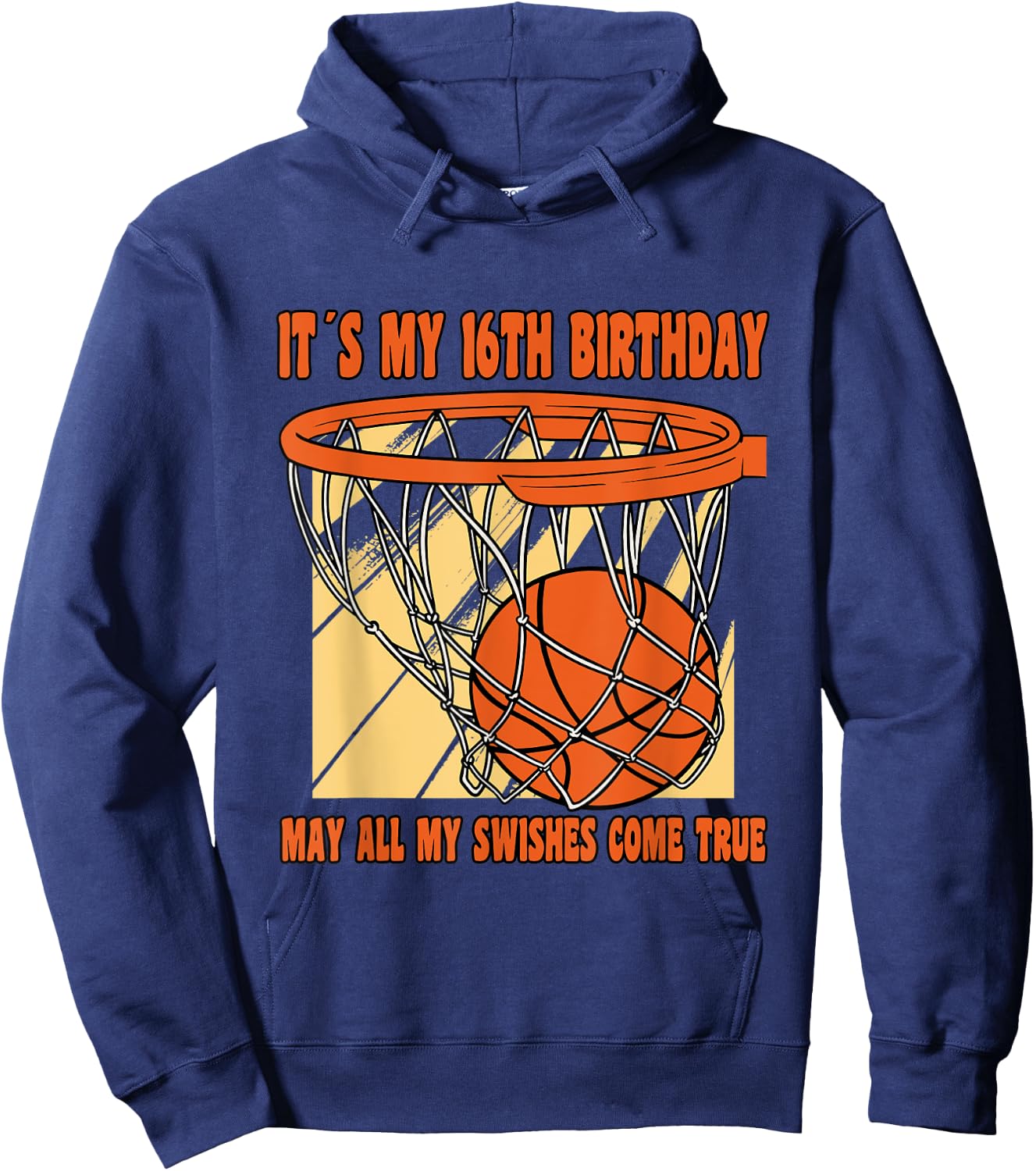 16 Year Old Happy 16th Birthday Basketball 16th Birthday Hoodie - Hoodie | Navy