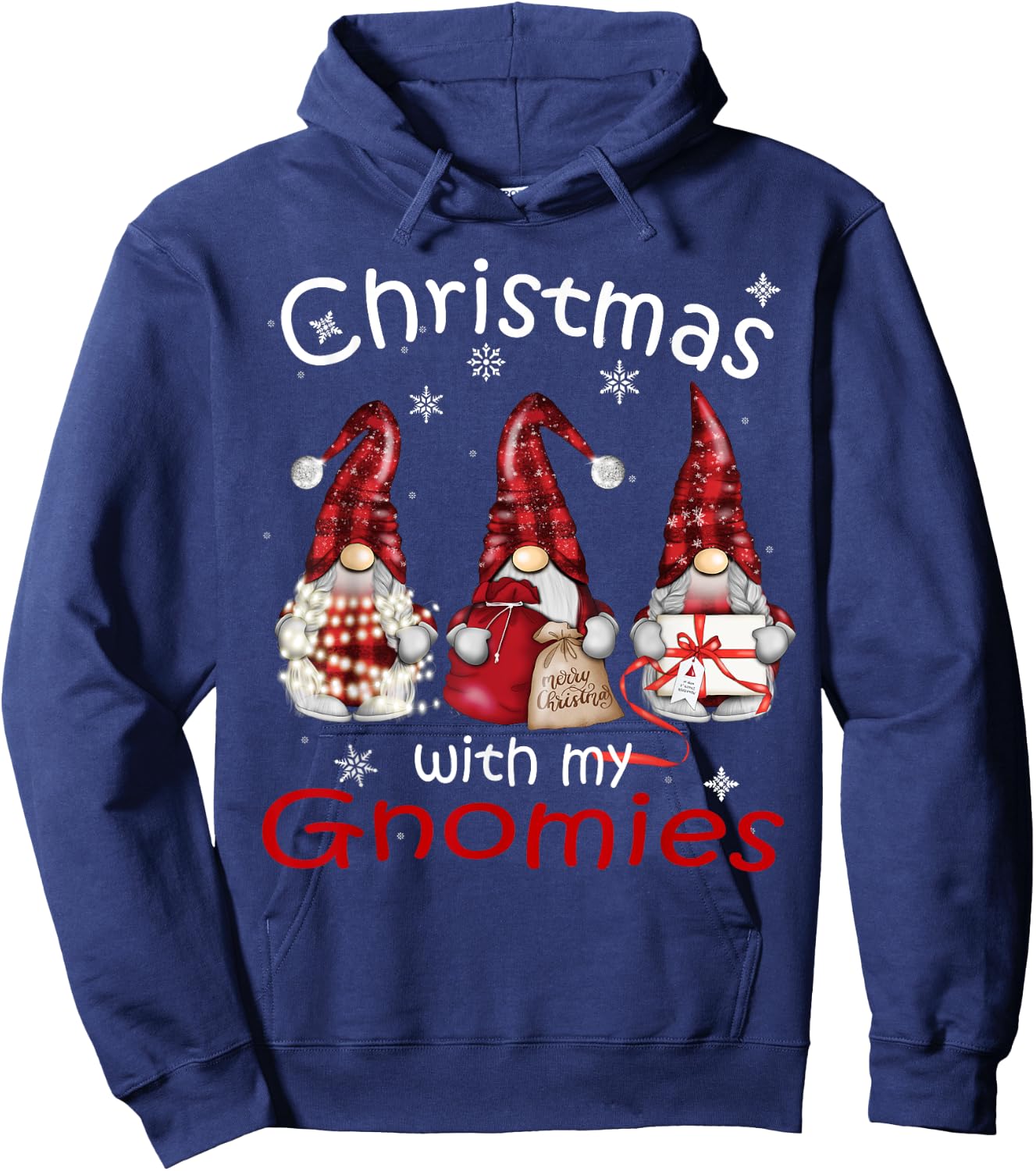 Gnome Family Christmas Men - Buffalo Plaid Hoodie - Hoodie | Navy