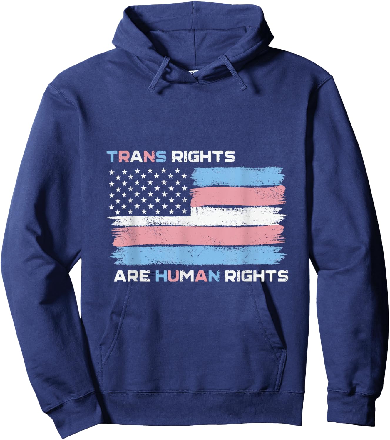 Trans Rights Are Human Rights USA American Transgender Flag Hoodie - Hoodie | Navy