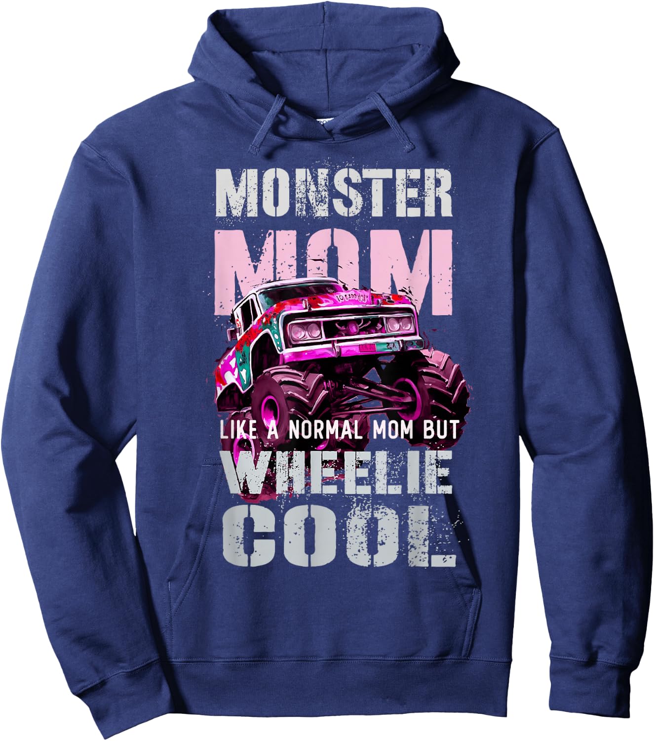 Vintage MONSTER MOM Like Normal Regular Mama of Birthday Boy Hoodie - Hoodie | Navy
