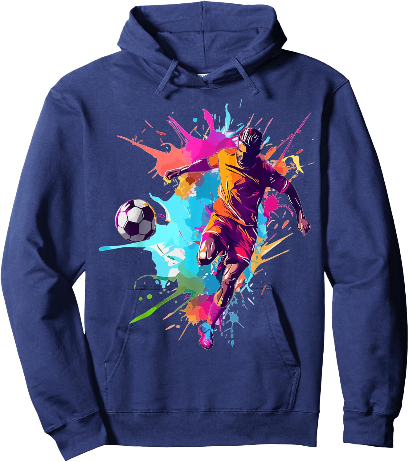 Soccer Player Paint Splash Hoodie - Hoodie | Navy