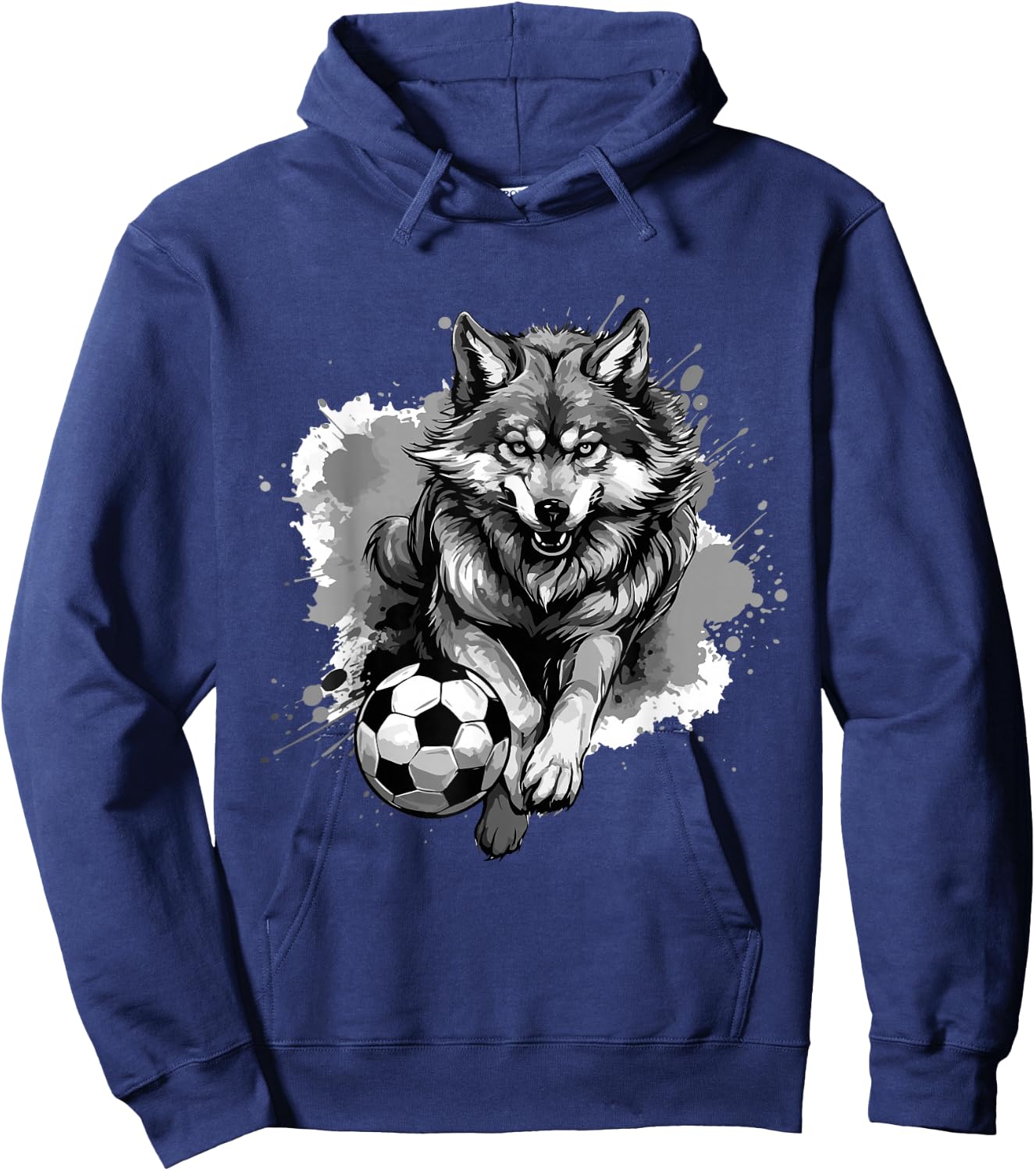 Wolf Playing Soccer | Animal Sports Team Hoodie - Hoodie | Navy