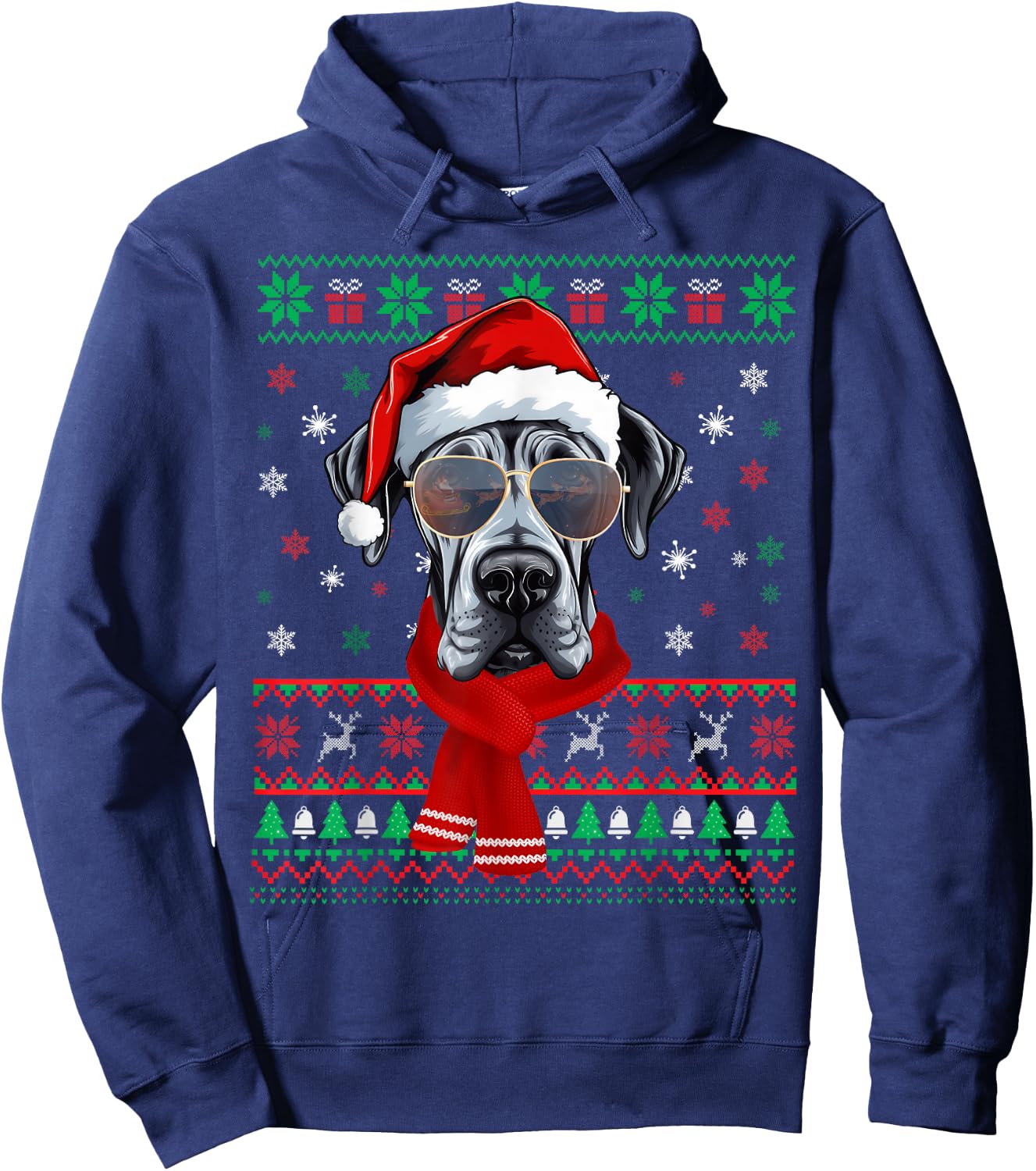 Funny Ugly Sweater Xmas Family Matching Great Dane Christmas Hoodie - Hoodie | Navy
