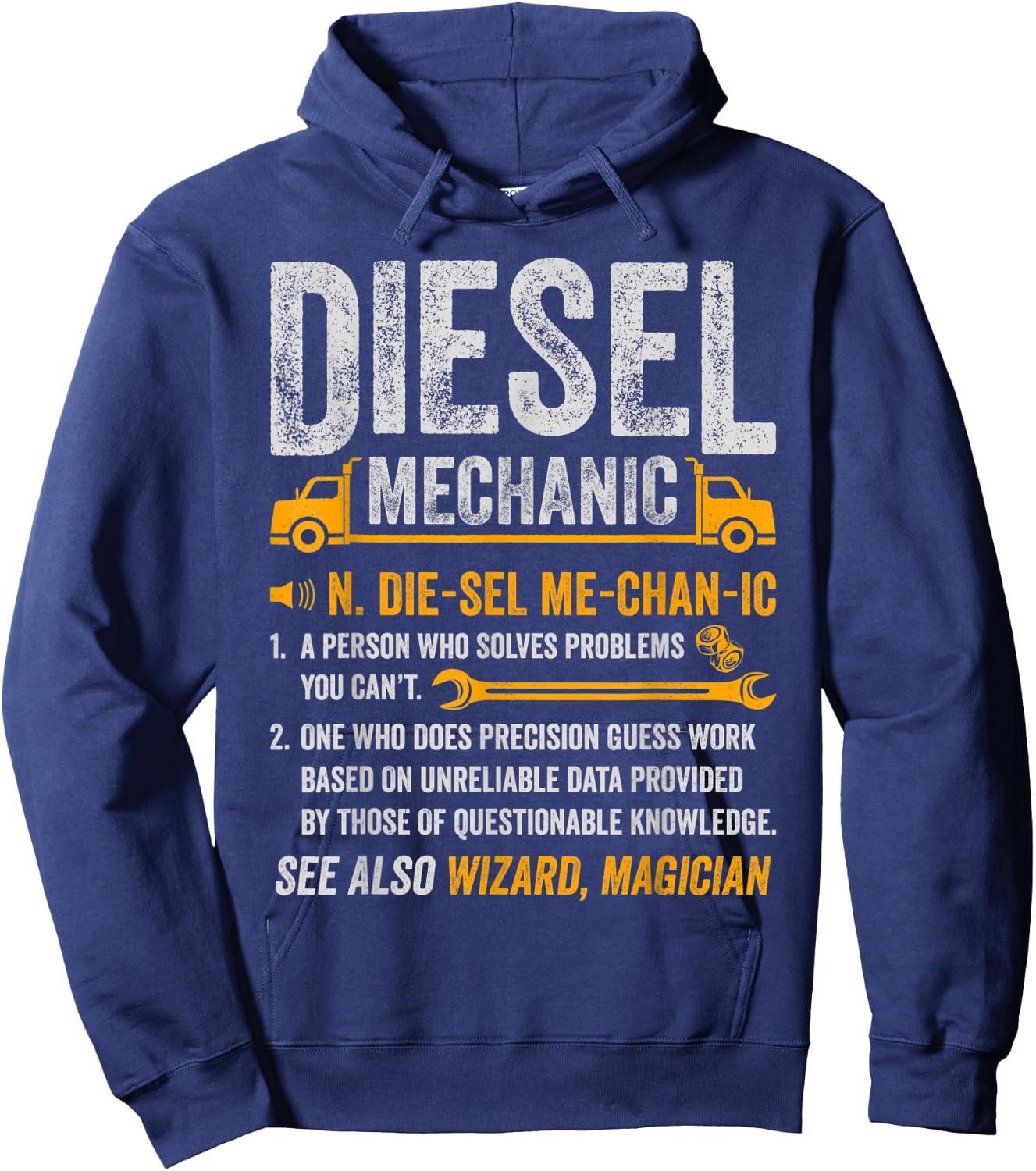 Diesel Mechanic Trucker Semi Truck Driver Funny Definition Hoodie - Hoodie | Navy