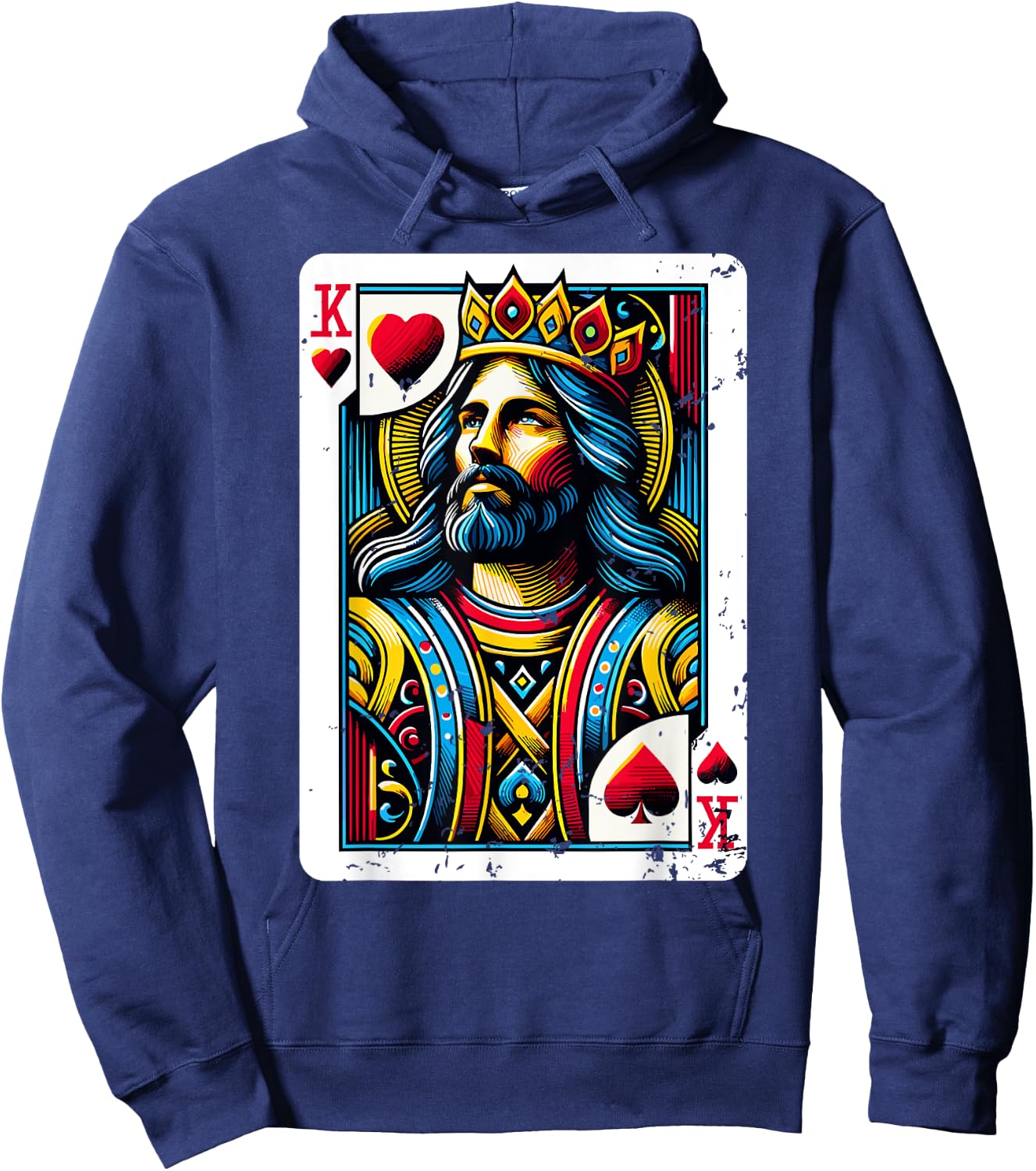 Jesus King Card Christian Bible Hoodie - Hoodie | Navy