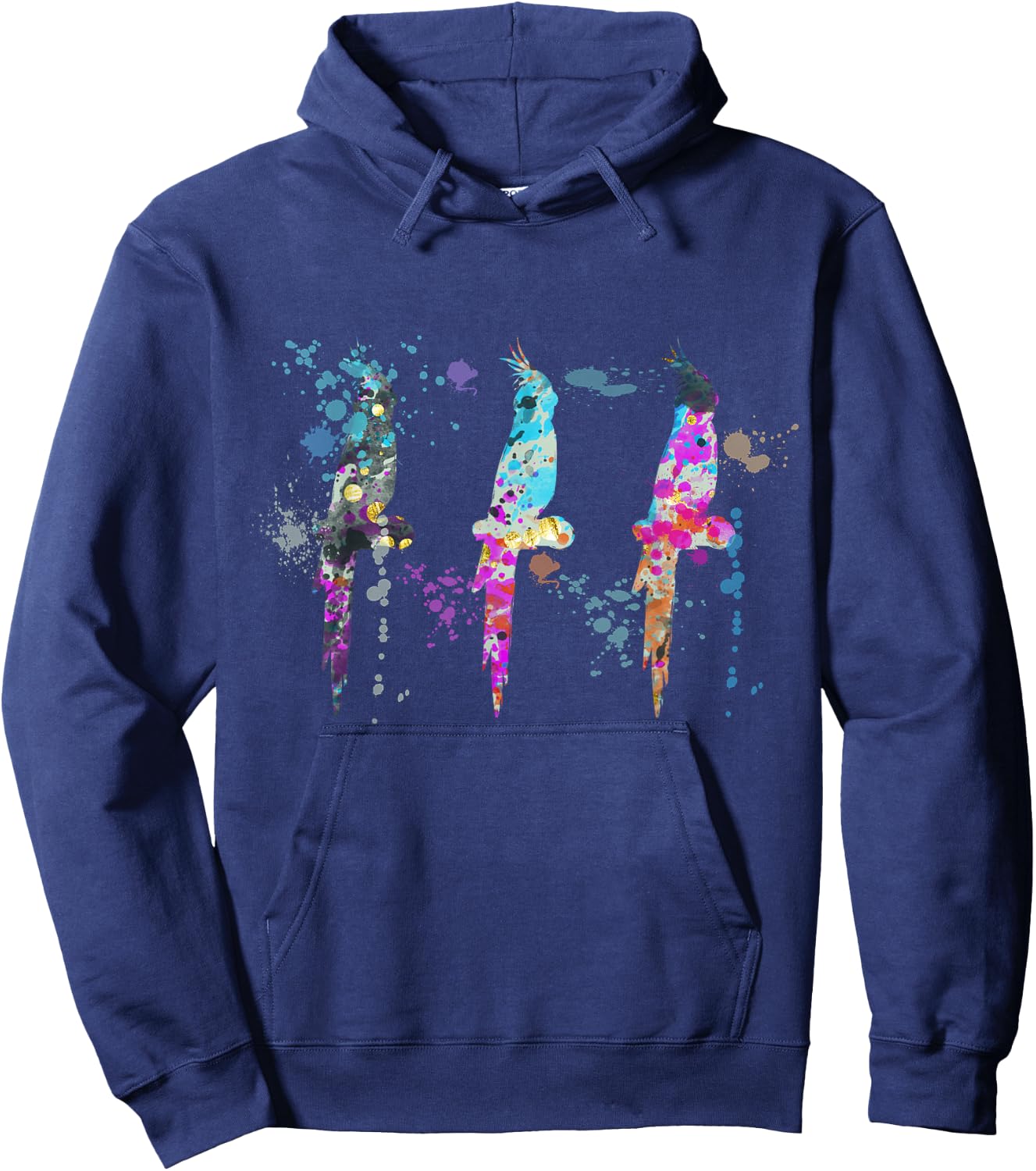 Cockatiel Colorful Watercolor Silhouette Cockatiels Hoodie - Hoodie | Navy