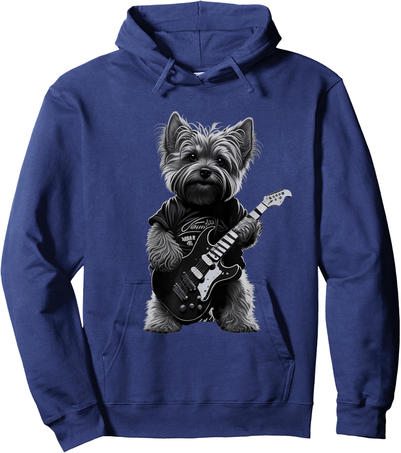 Funny Rock Dog Guitarist Rock Yorkie Playing Guitar Hoodie - Hoodie | Navy