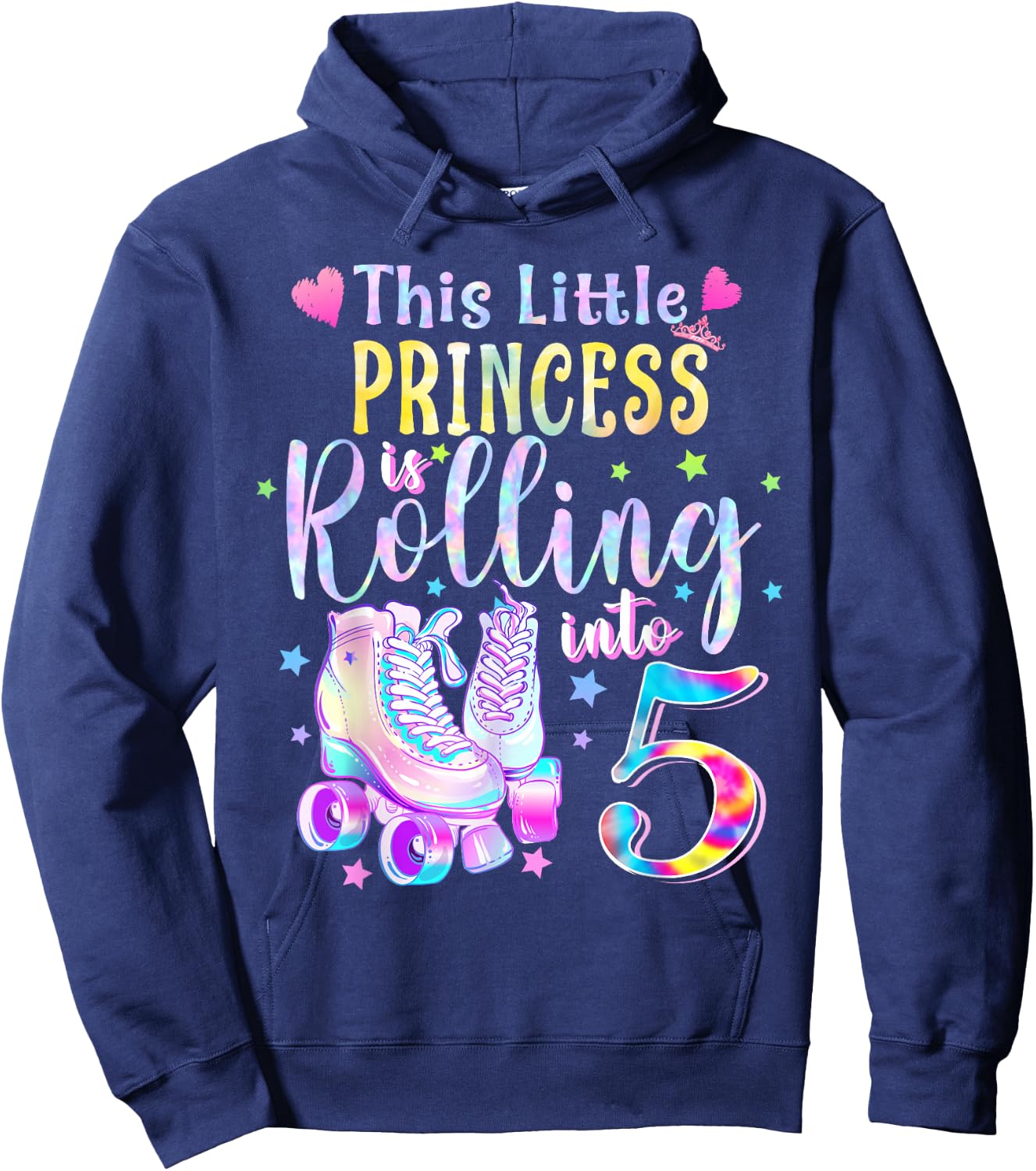 This Little Princess Rolling Into 5 5th Birthday Skate Girls Hoodie - Hoodie | Navy