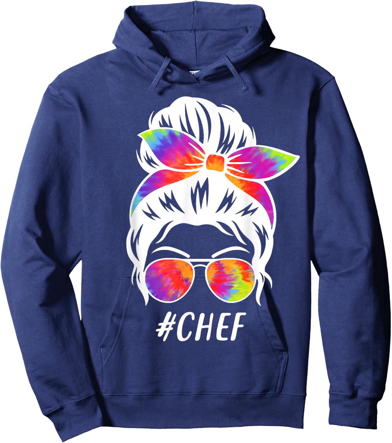Chef Squad Tie Dye Messy Bun Girl Company Cooking Crew Hoodie - Hoodie | Navy