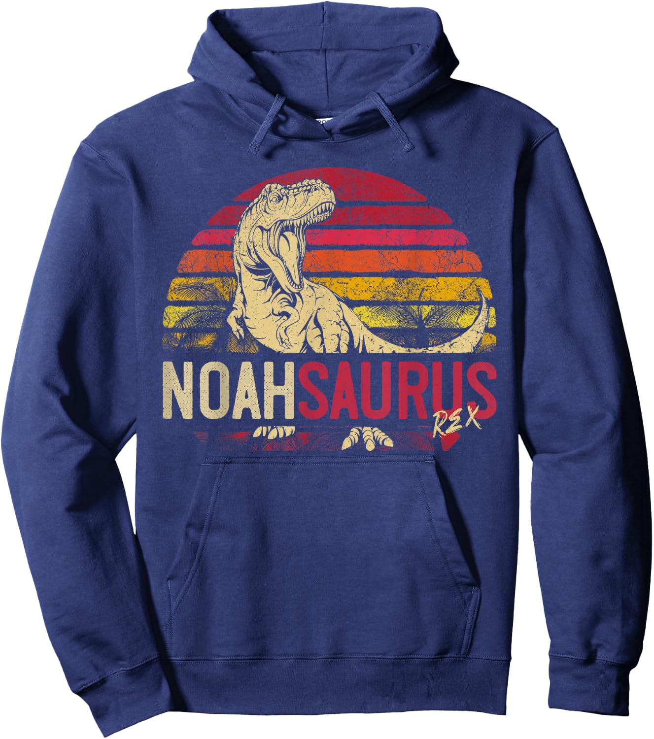 Noah Saurus Funny Personalized Dinosaur T Rex Name Boys Gift Hoodie - Hoodie | Navy
