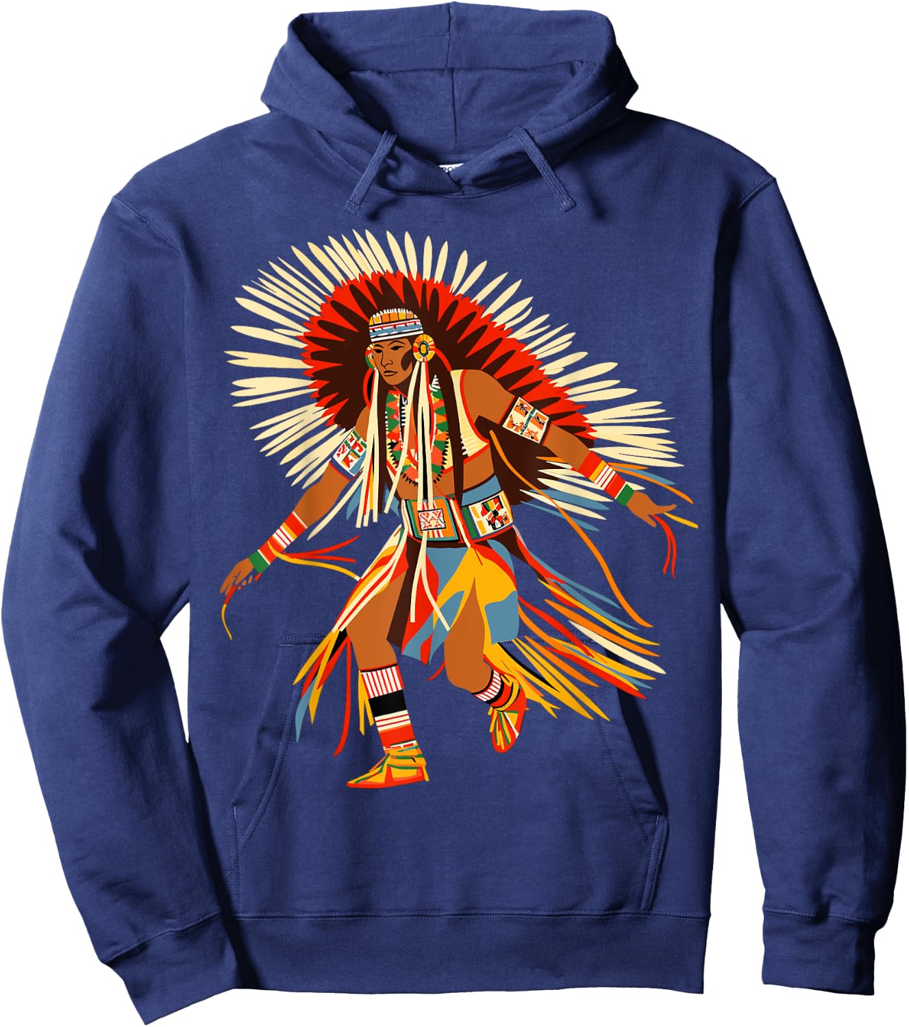 Powwow Dancer Native American Indian Traditional Art Style Hoodie - Hoodie | Navy