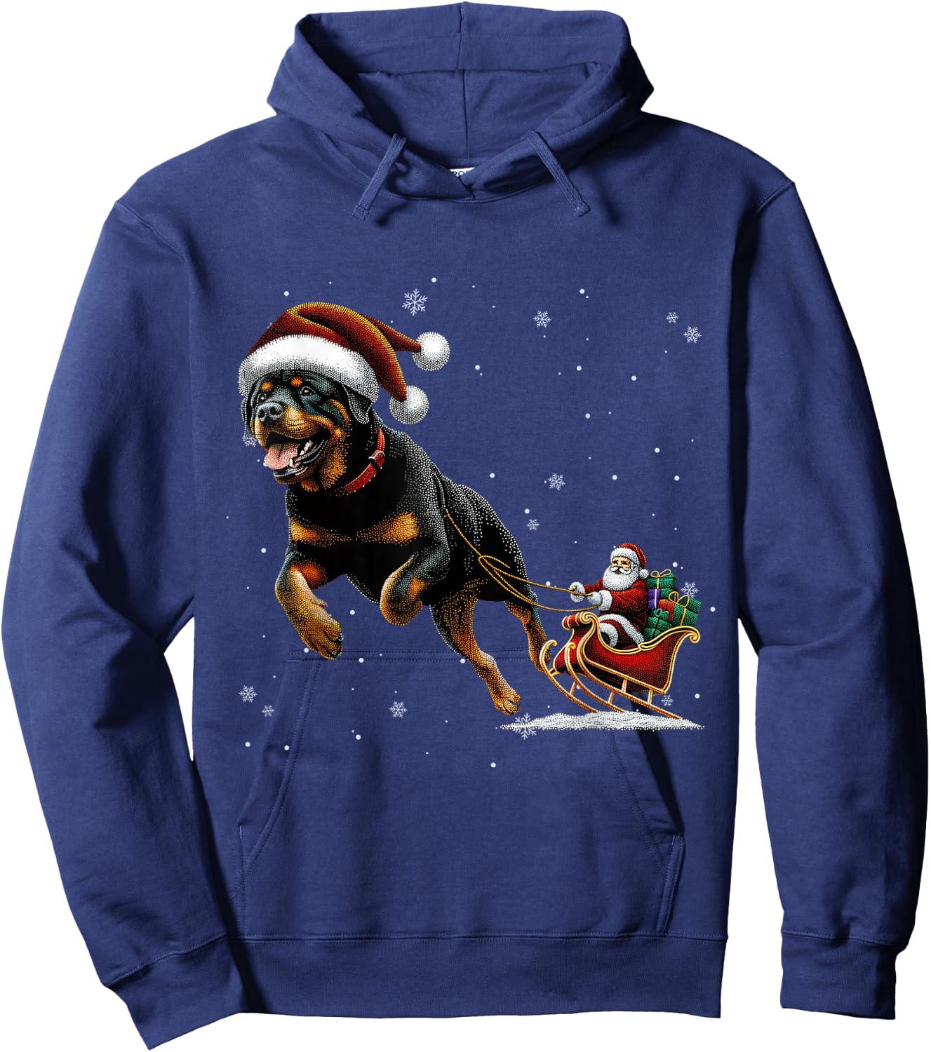 Rottweiler Santa Christmas Tree Lights Ugly Pajama Dog Lover Hoodie - Hoodie | Navy