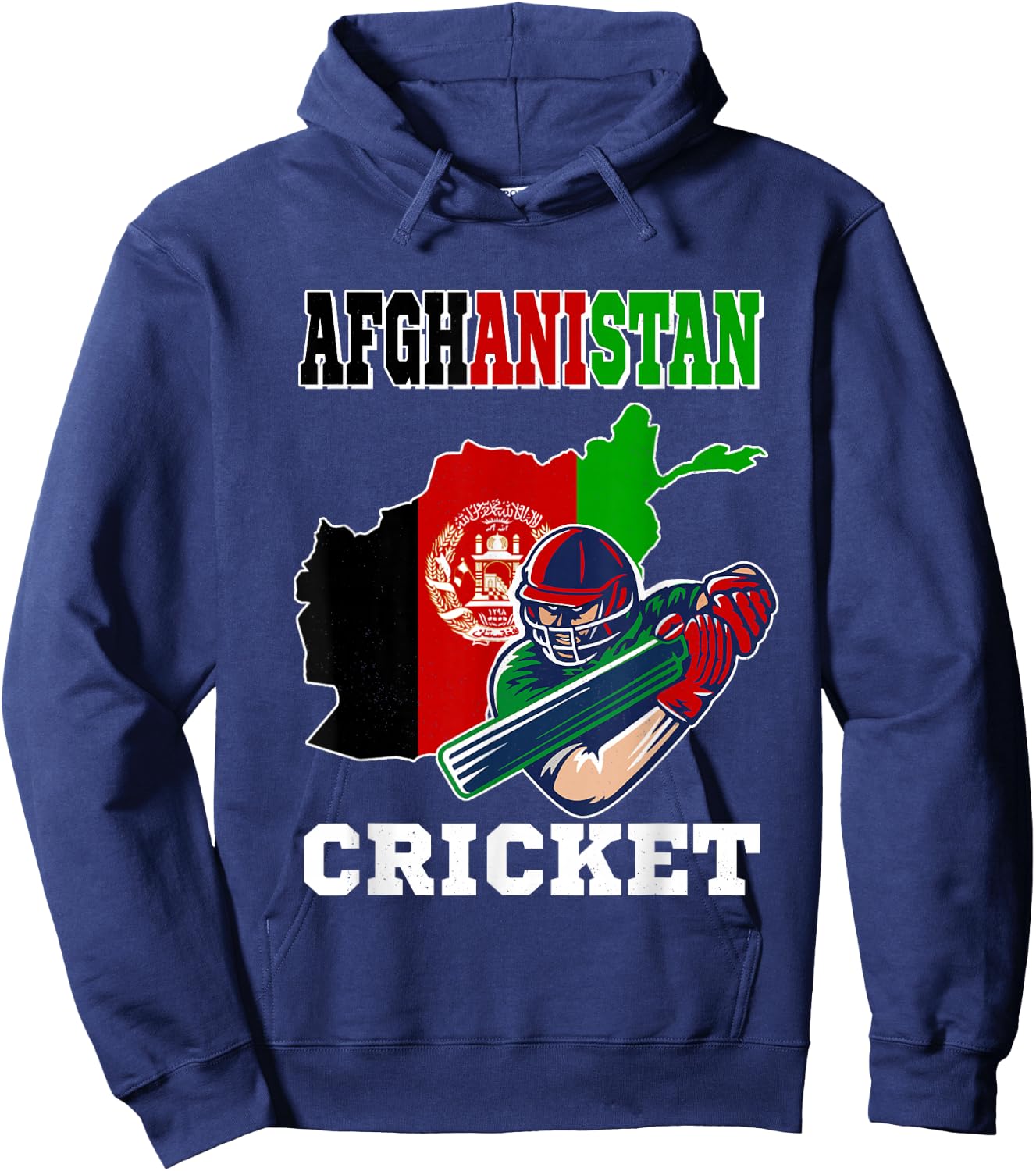 Afghanistan Cricket Player Flag Jersey Afghan Sports Hoodie - Hoodie | Navy