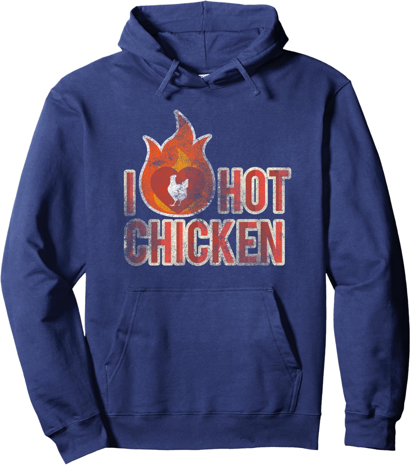 Vintage I Love Hot Chicken Shirt Hoodie - Hoodie | Navy