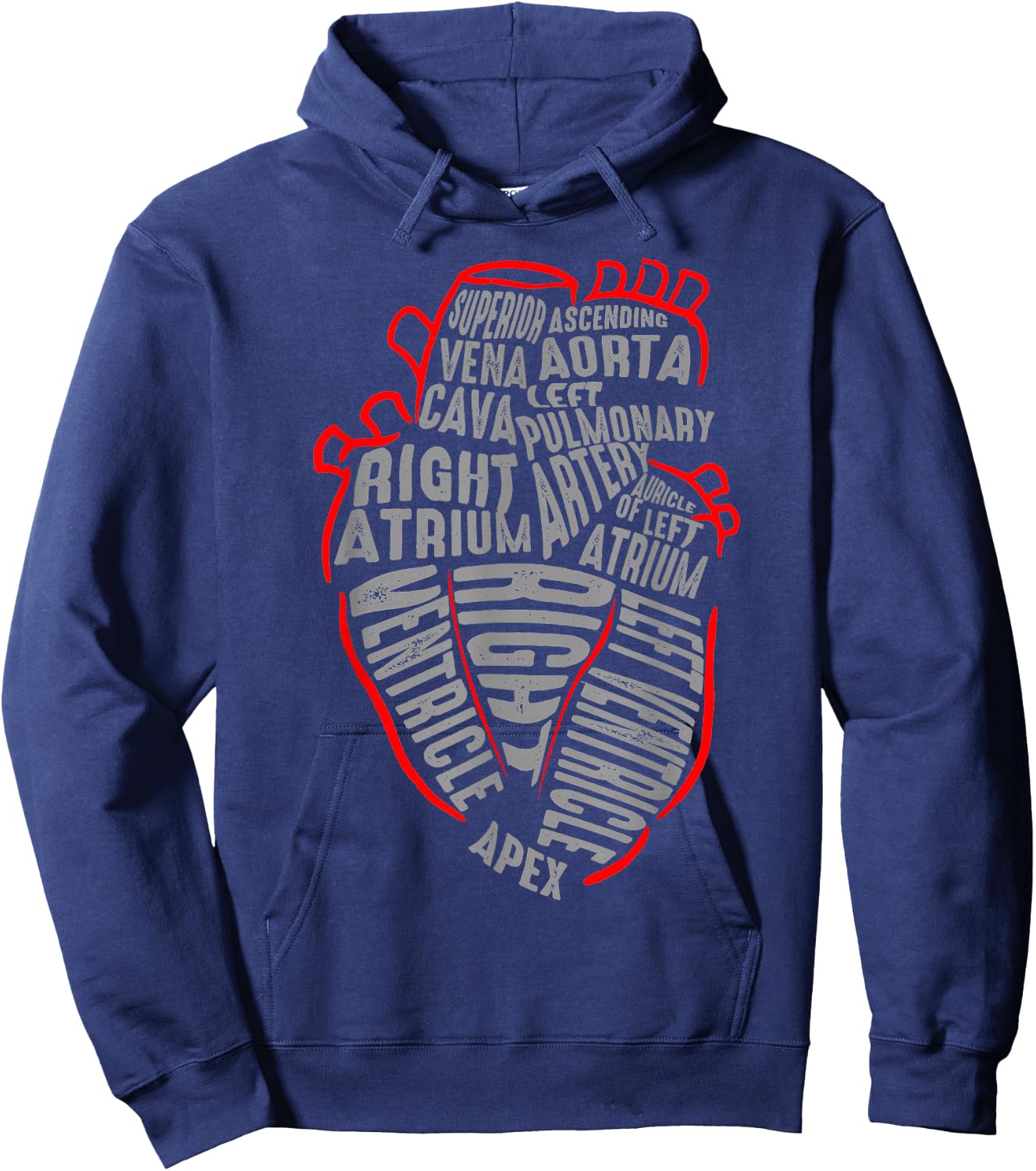 Parts Of Heart Cardiology Men Women Anatomical Cardiac Hoodie - Hoodie | Navy