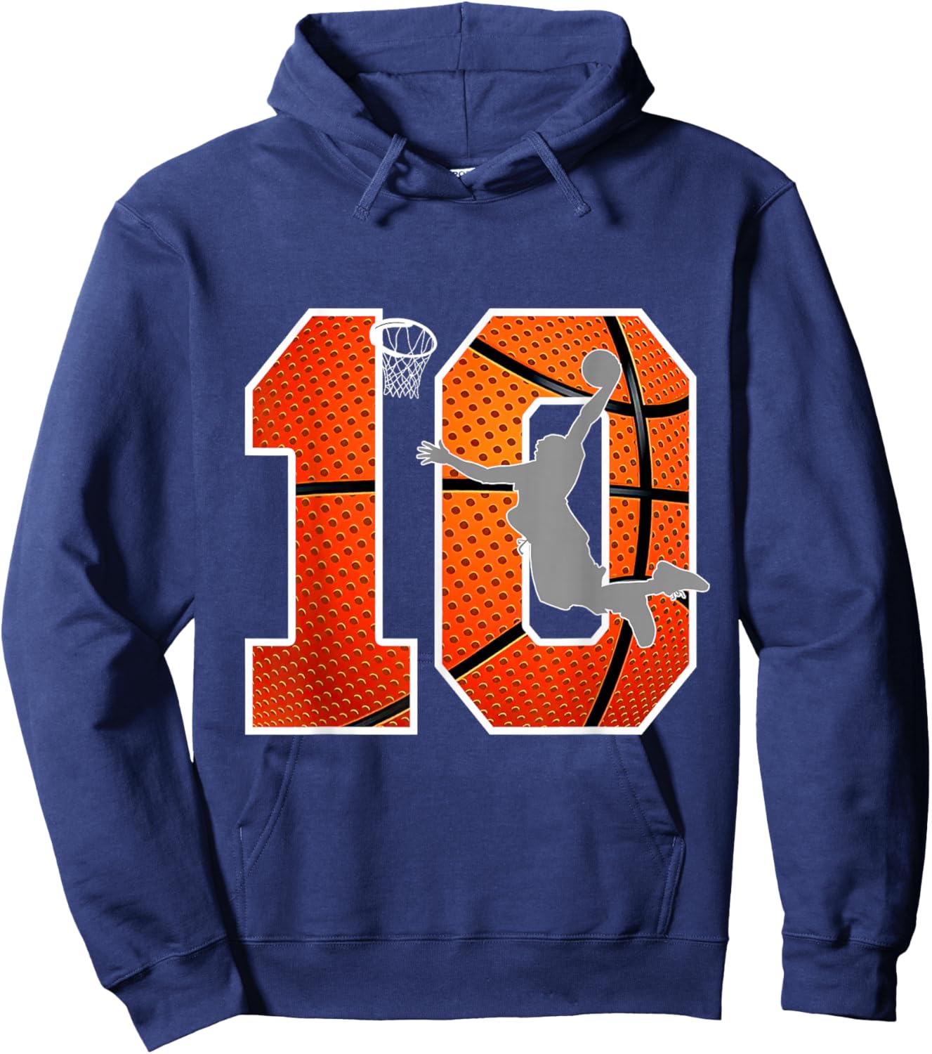 Kids 10 Years Old 10th Basketball Birthday Party Boys Girls Hoodie - Hoodie | Navy