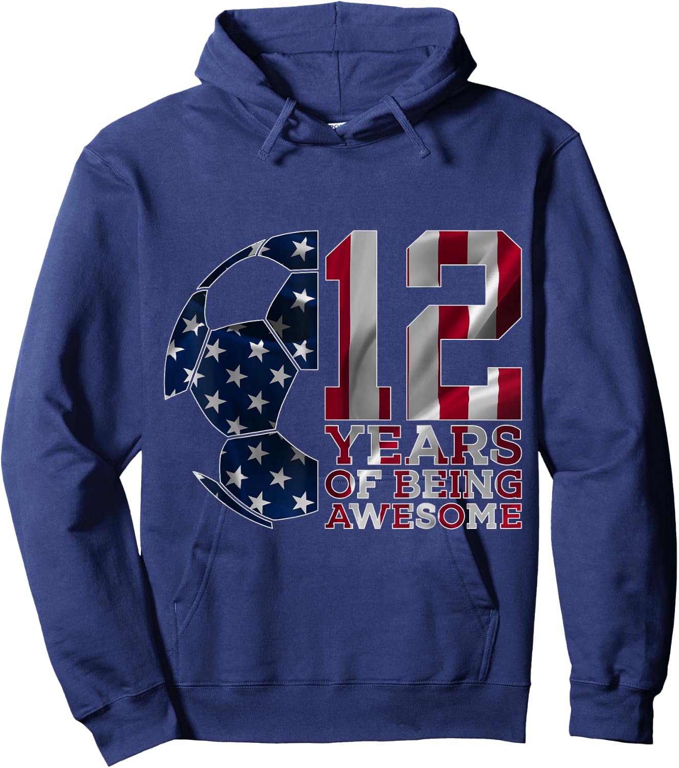 12 Years of Being Awesome Soccer 12th Birthday Hoodie - Hoodie | Navy