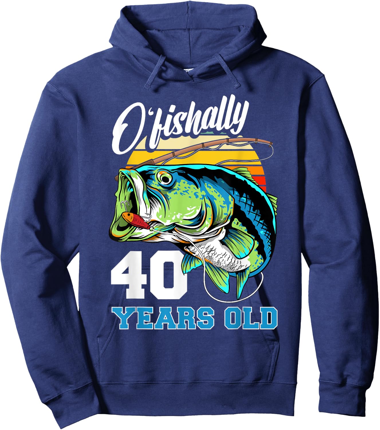 Ofishally 40 Years Old Fisherman 40th Birthday Fishing Hoodie - Hoodie | Navy