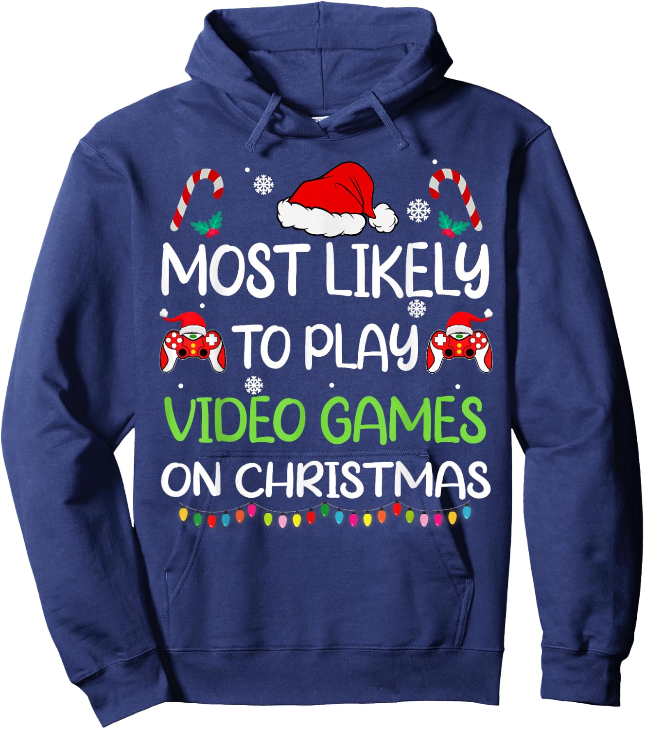 Most Likely To Video Games Christmas family gamer men boys Hoodie - Hoodie | Navy
