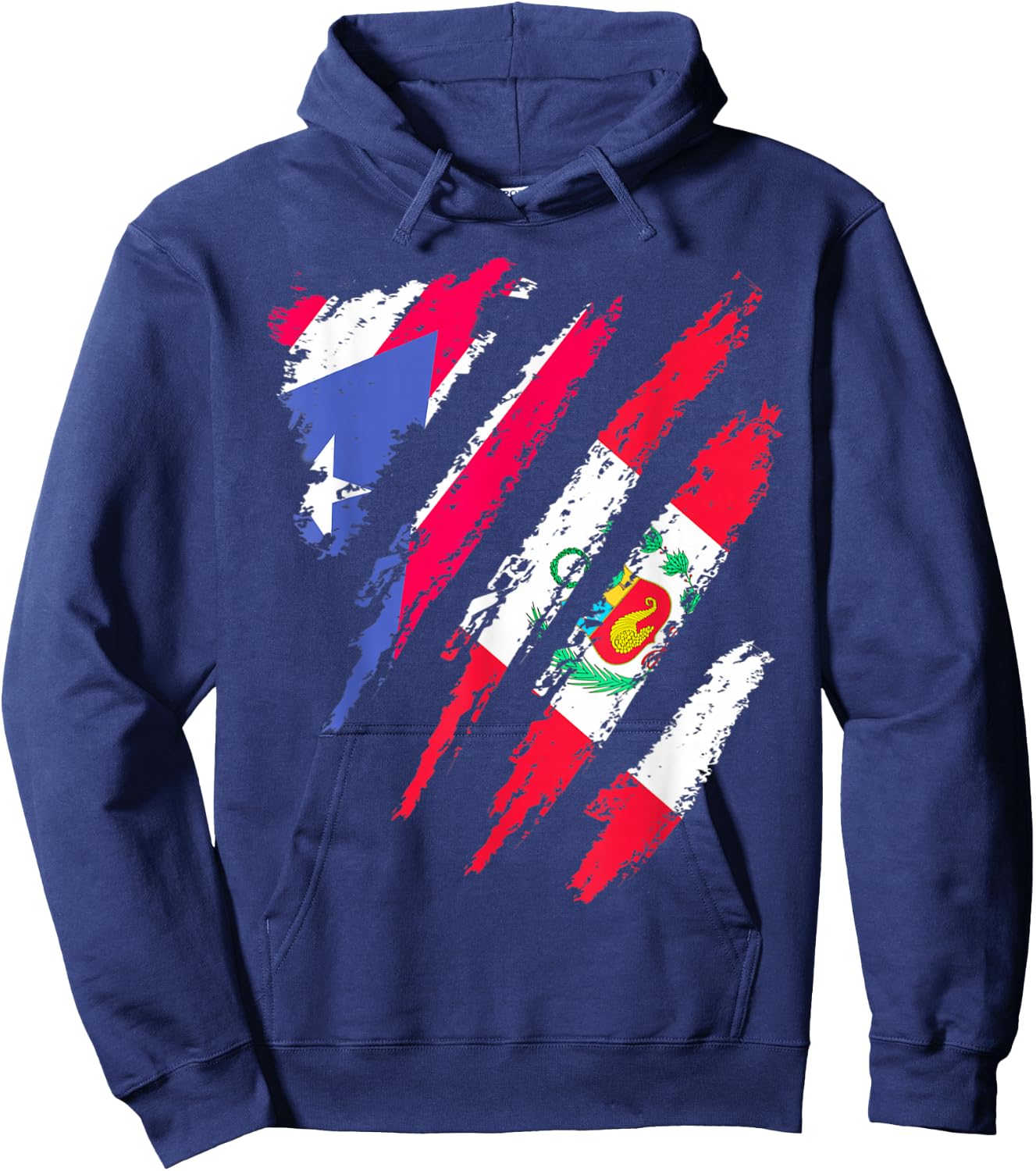 Puerto Rico Flag Peru Grown Patriot Country Stripes Hoodie - Hoodie | Navy