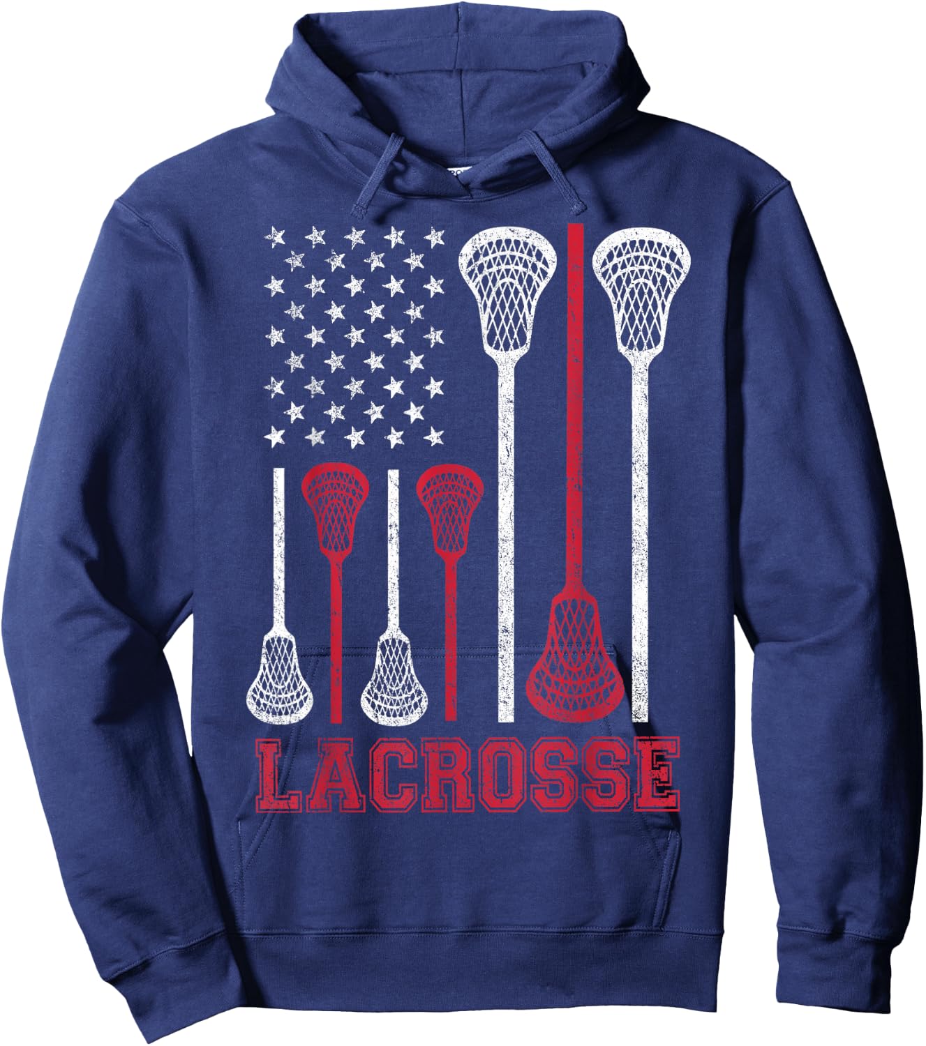 Lacrosse American Flag Lax Men Women Boys Girls Gifts Hoodie - Hoodie | Navy
