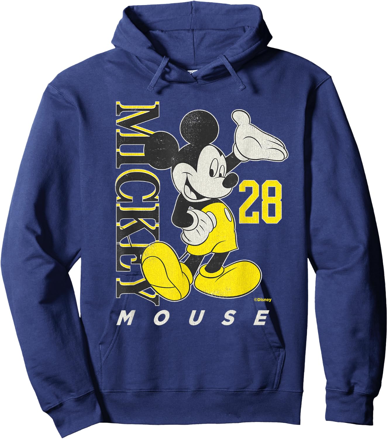Disney Mickey Mouse Vintage Classics 28 Black & Yellow Hoodie - Hoodie | Navy
