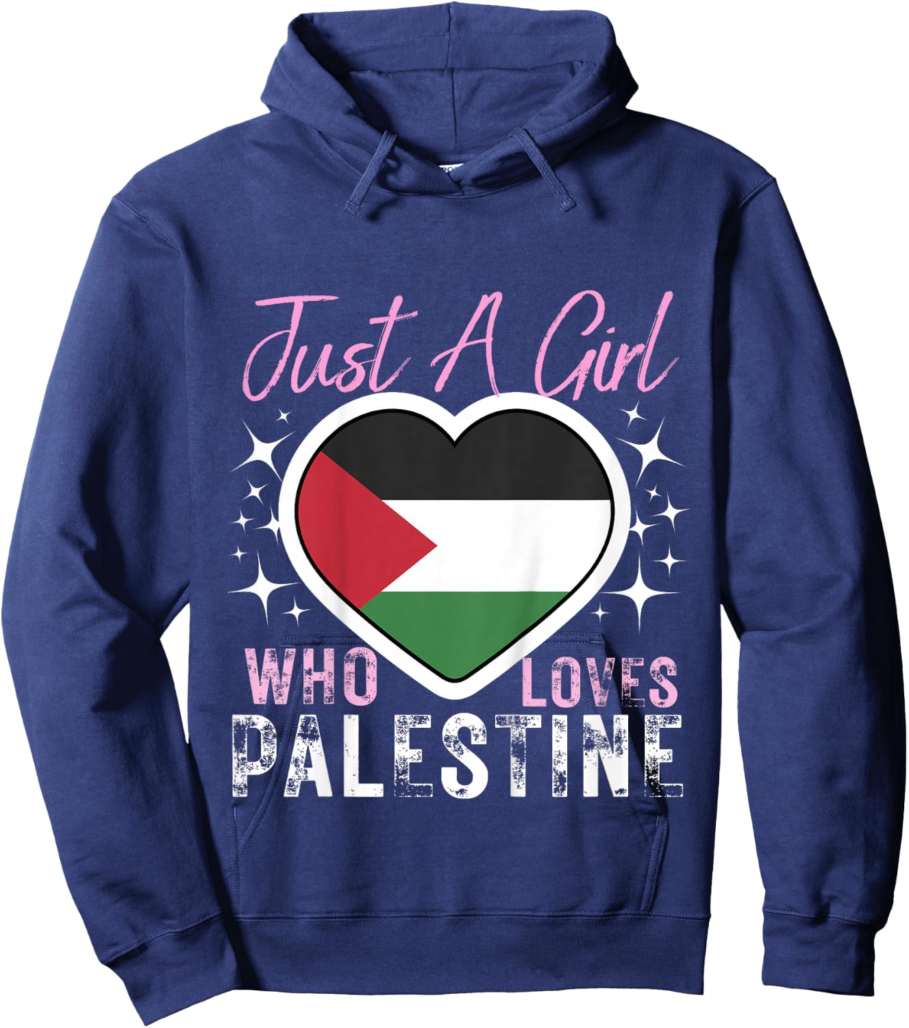 Kids Palestine Just A Girl Who Loves Palestine Heart Flag Girls Hoodie - Hoodie | Navy