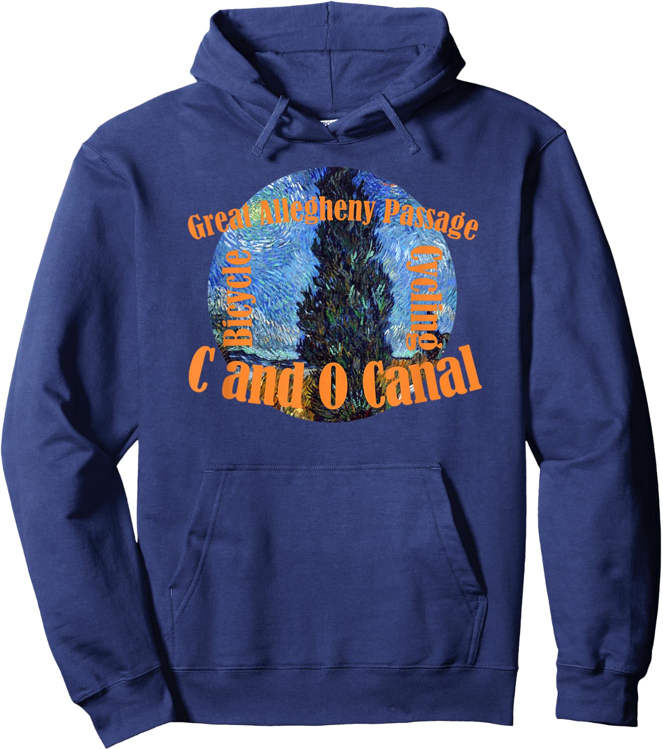C & O Canal Chesapeake and Ohio Allegheny Rails Towpath Bike Hoodie - Hoodie | Navy