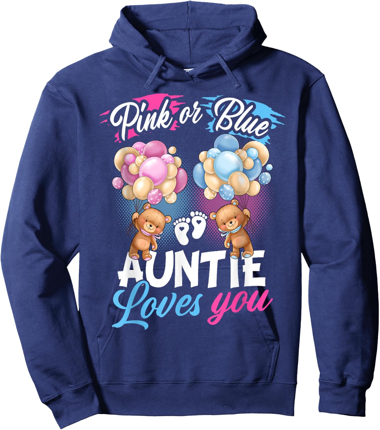 Bears Pink Or Blue Auntie Loves You Gender Reveal Hoodie - Hoodie | Navy