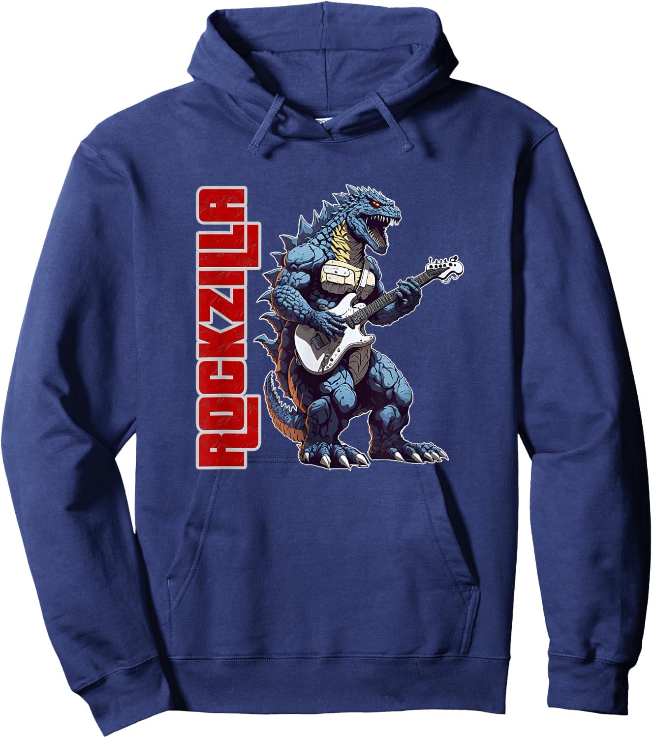 Rockzilla - Fierce Kaiju Monster From Japan Playing Guitar Hoodie - Hoodie | Navy