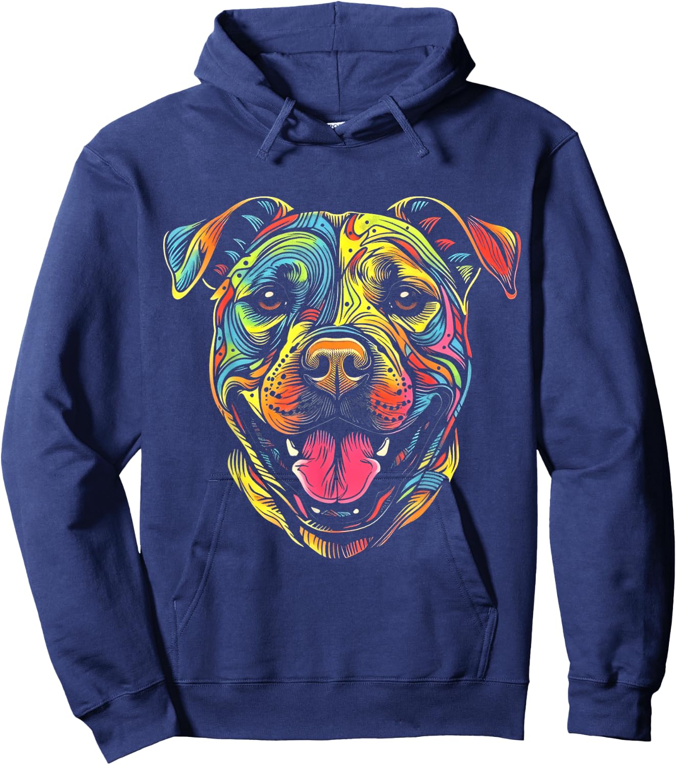 Pit Bull Mom Dog Lover Colorful Artistic Pitbull Owner Women Hoodie - Hoodie | Navy