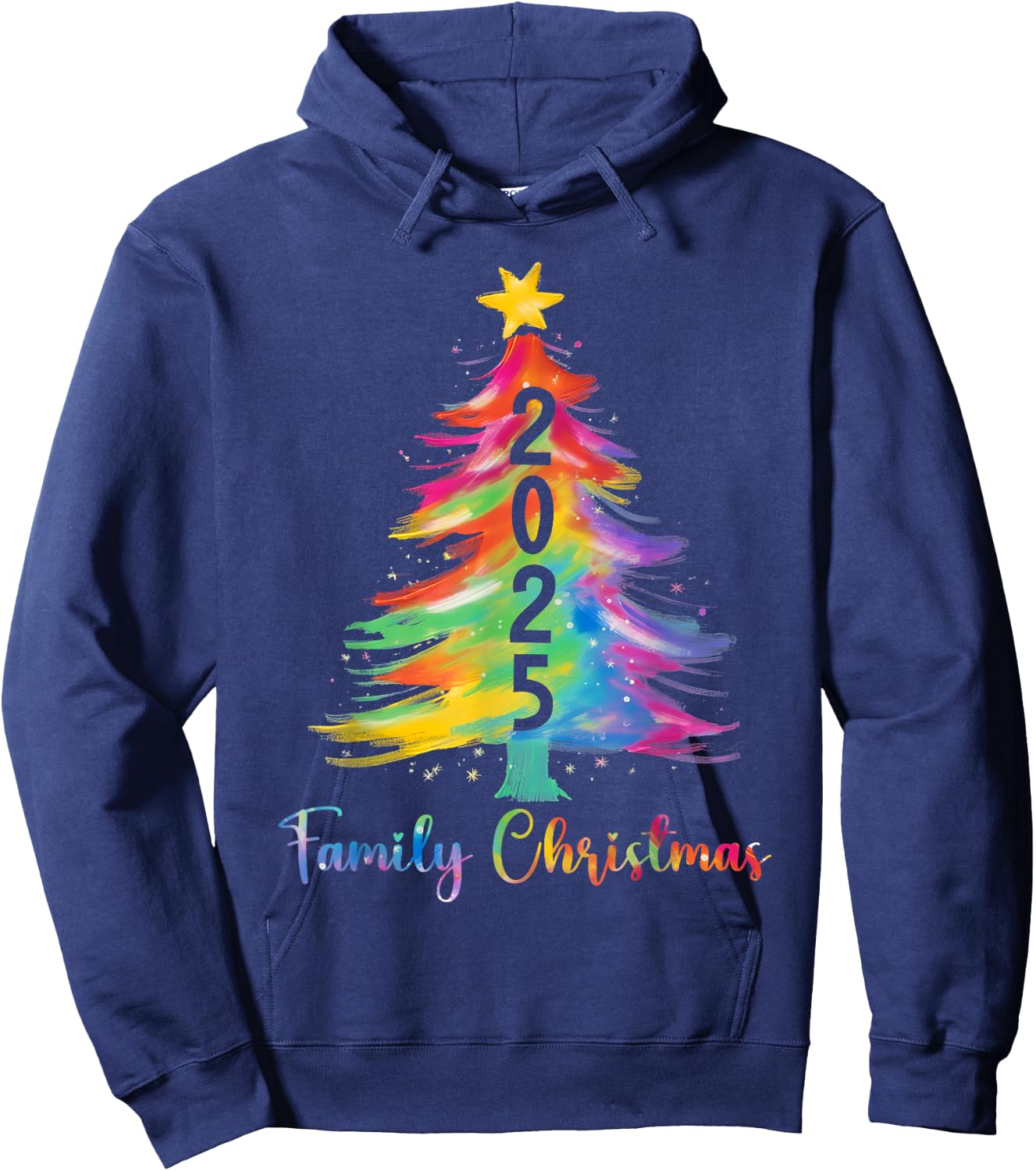 Family Christmas 2025 Color Xmas Tree Matching Family Xmas Hoodie - Hoodie | Navy