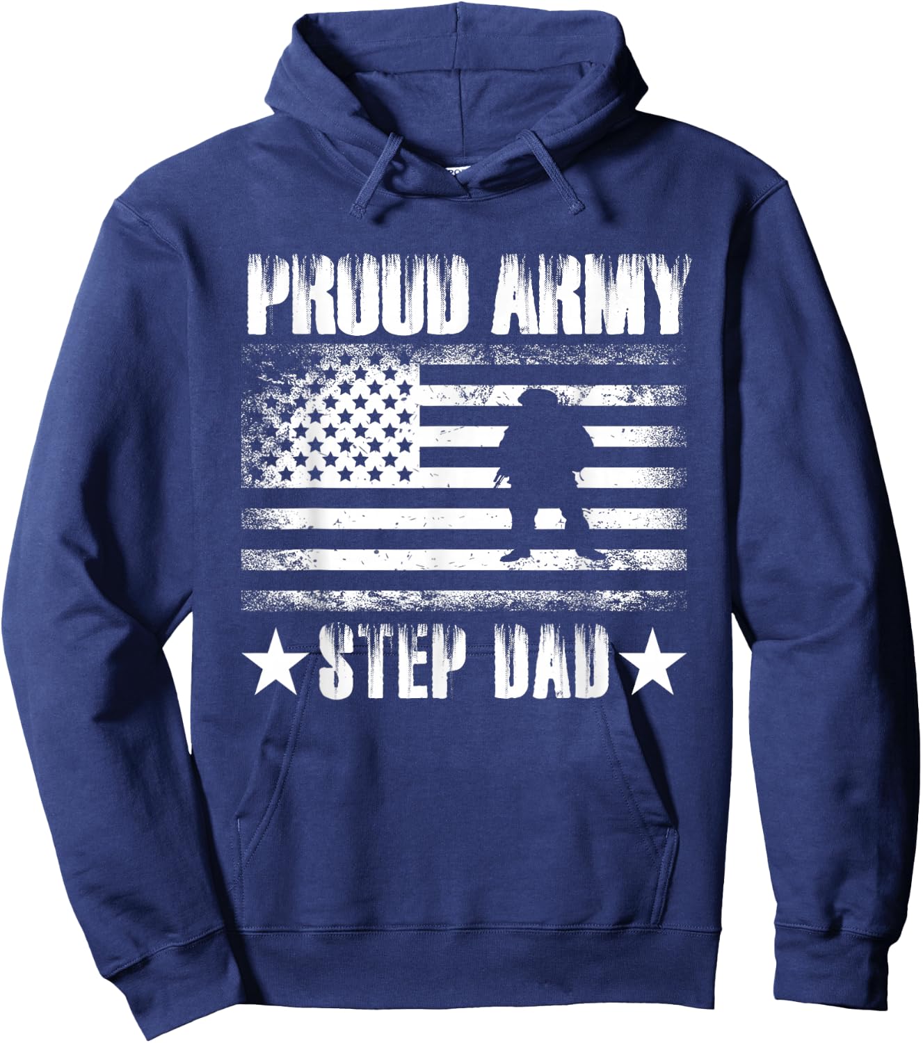 Proud Army Step Dad USA Flag Retro Vintage Military Pride Hoodie - Hoodie | Navy